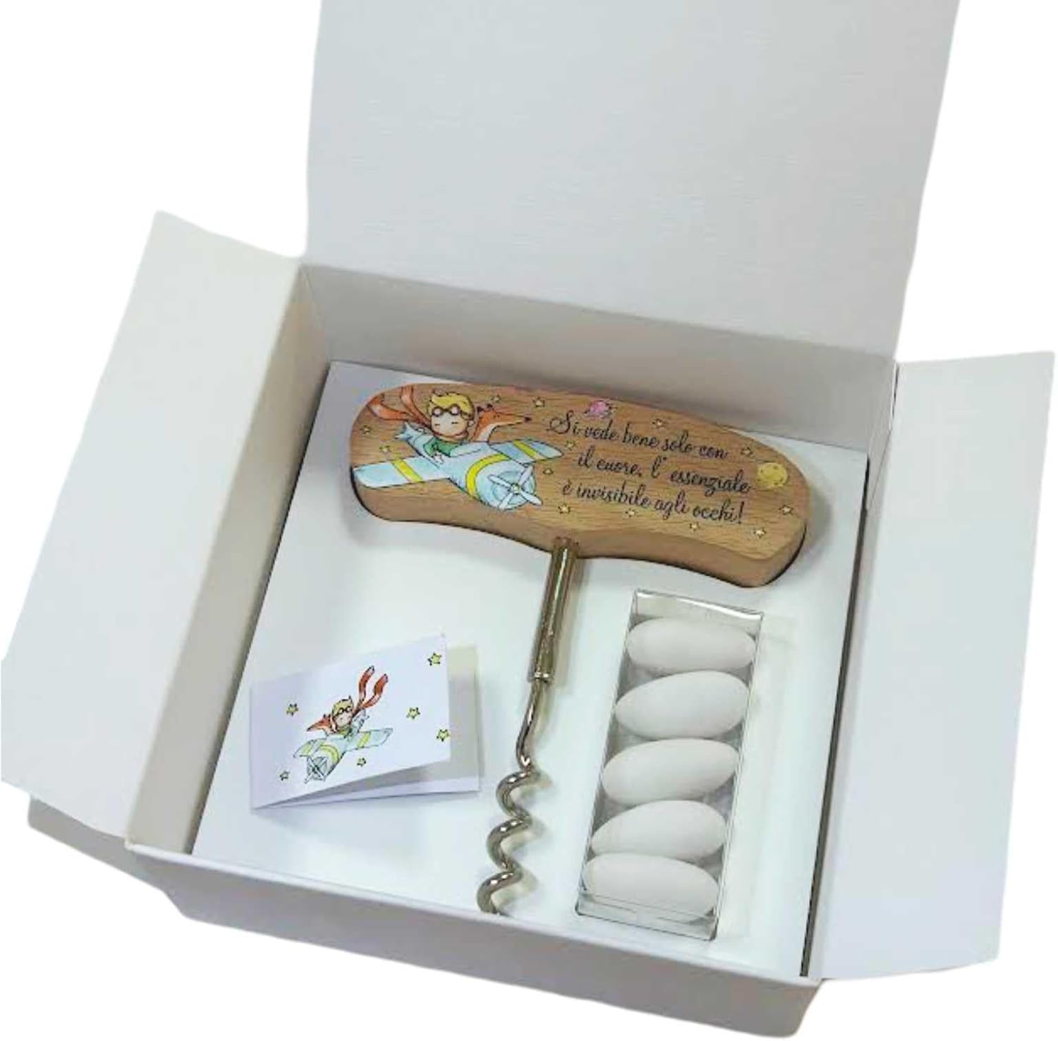 Regalami.Shop Set 8 Bomboniere Piccolo Principe Complete di Scatola, Portaconfetti e Biglietto Coordinato. (8, picc)