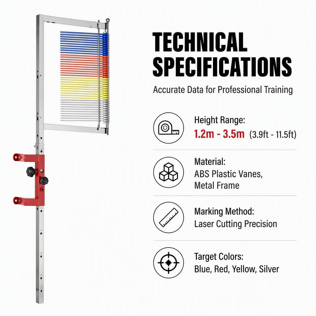 Medidor de Salto Vertical con Altura Ajustable de 4,5 a 5,2 pies, paletas Objetivo de 4 Colores para Entrenamiento
