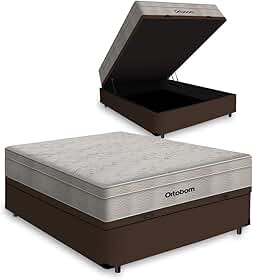 Cama Box com Baú Casal + Colchão De Molas Ensacadas - Ortobom - Airtech Springpocket 138x188x72cm