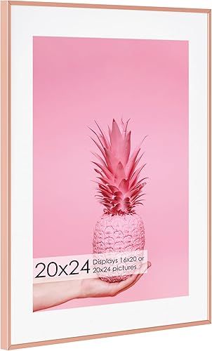 Miniatura 205 de Fun Memories Portarretratos de metal de 16 x 20 pulgadas con paspartú de 11 x 14 pulgadas, acabado de aluminio cepillado, parte delantera de vidrio