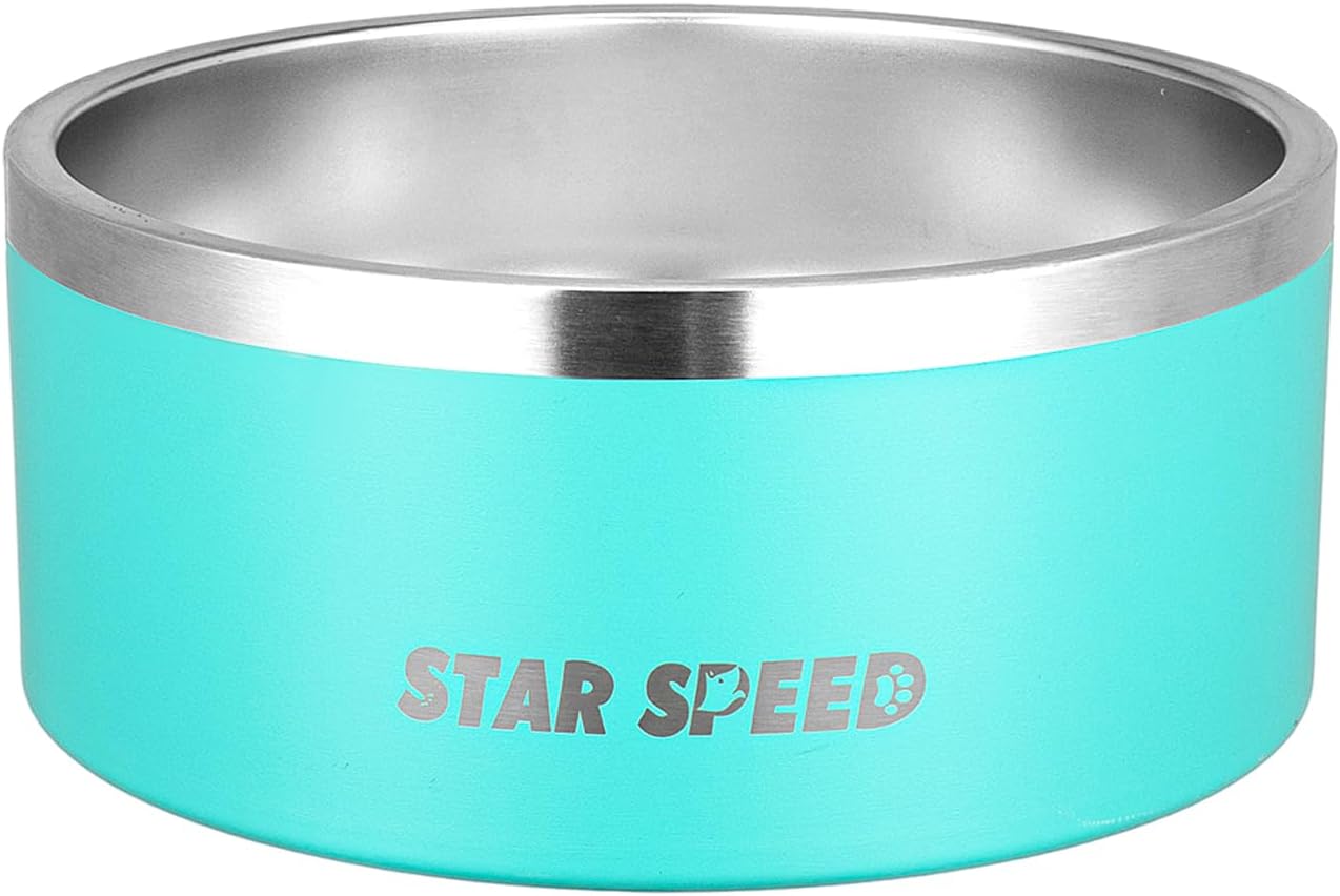 100oz Stainless Steel Dog Bowl. Dog Food Water Bowls with Non-Slip Rubber Bottom, Double Wall Dog Bowl for Small Medium Large Dogs, Dishwasher Safe,Light Green