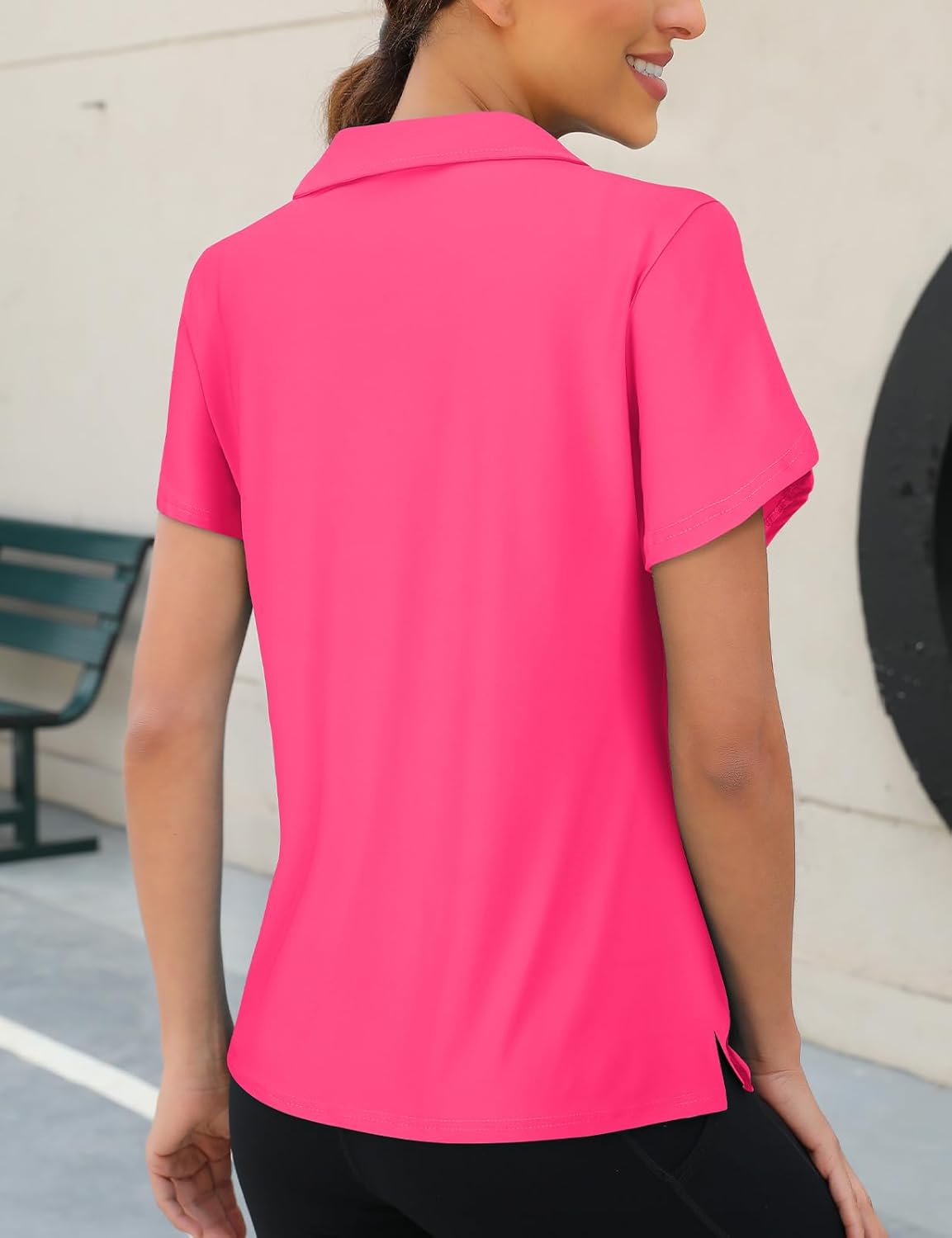 Viracy Womens Golf Polo Shirts 1/4 Zip Up Overlap Short Sleeve Quick Dry Workout Tops - Image 2