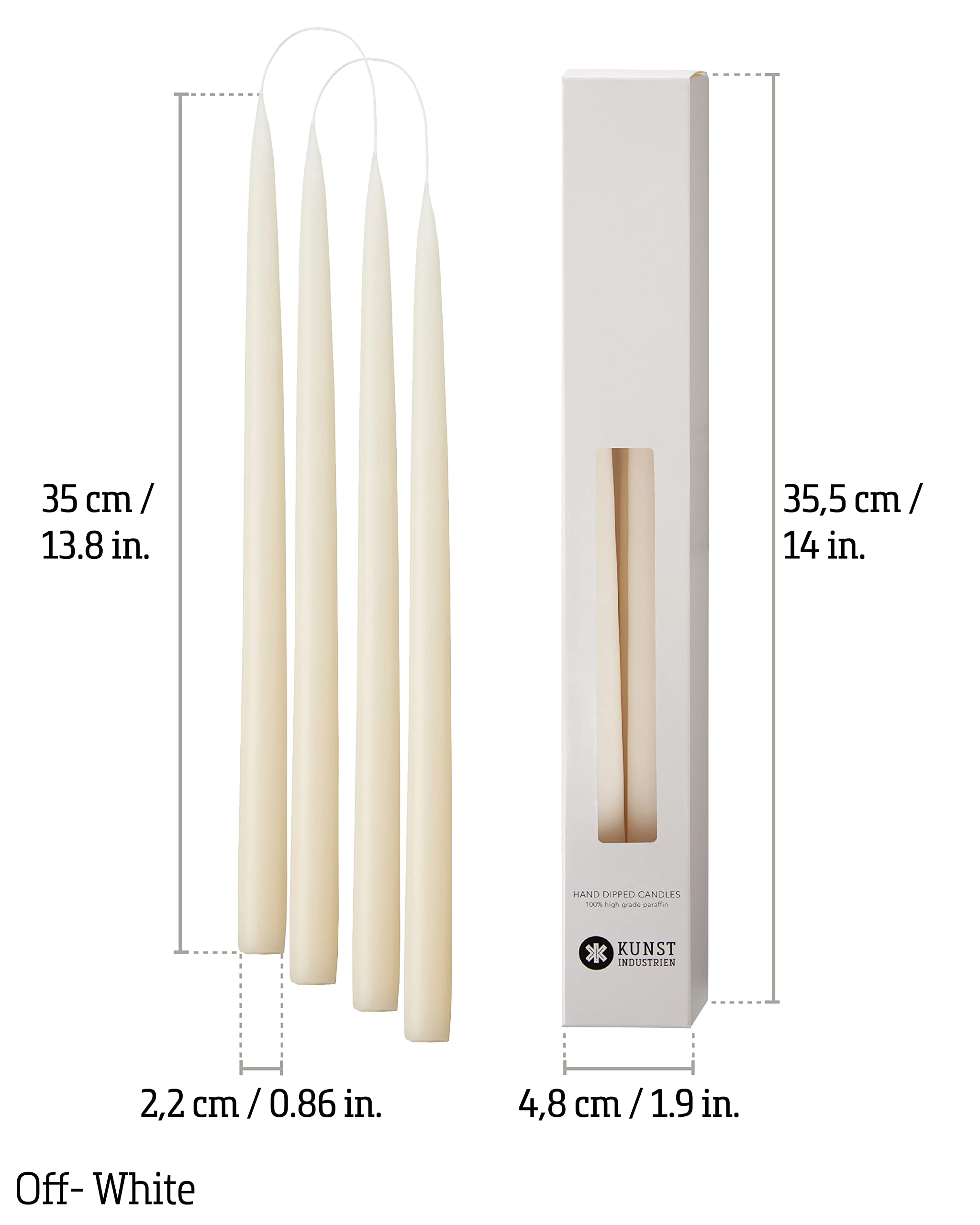 Lot De 4 Bougies Coniques Danoises Kunstindustrien – 15h Sans Goutte Sans Fumée, 42 Couleurs Disponibles