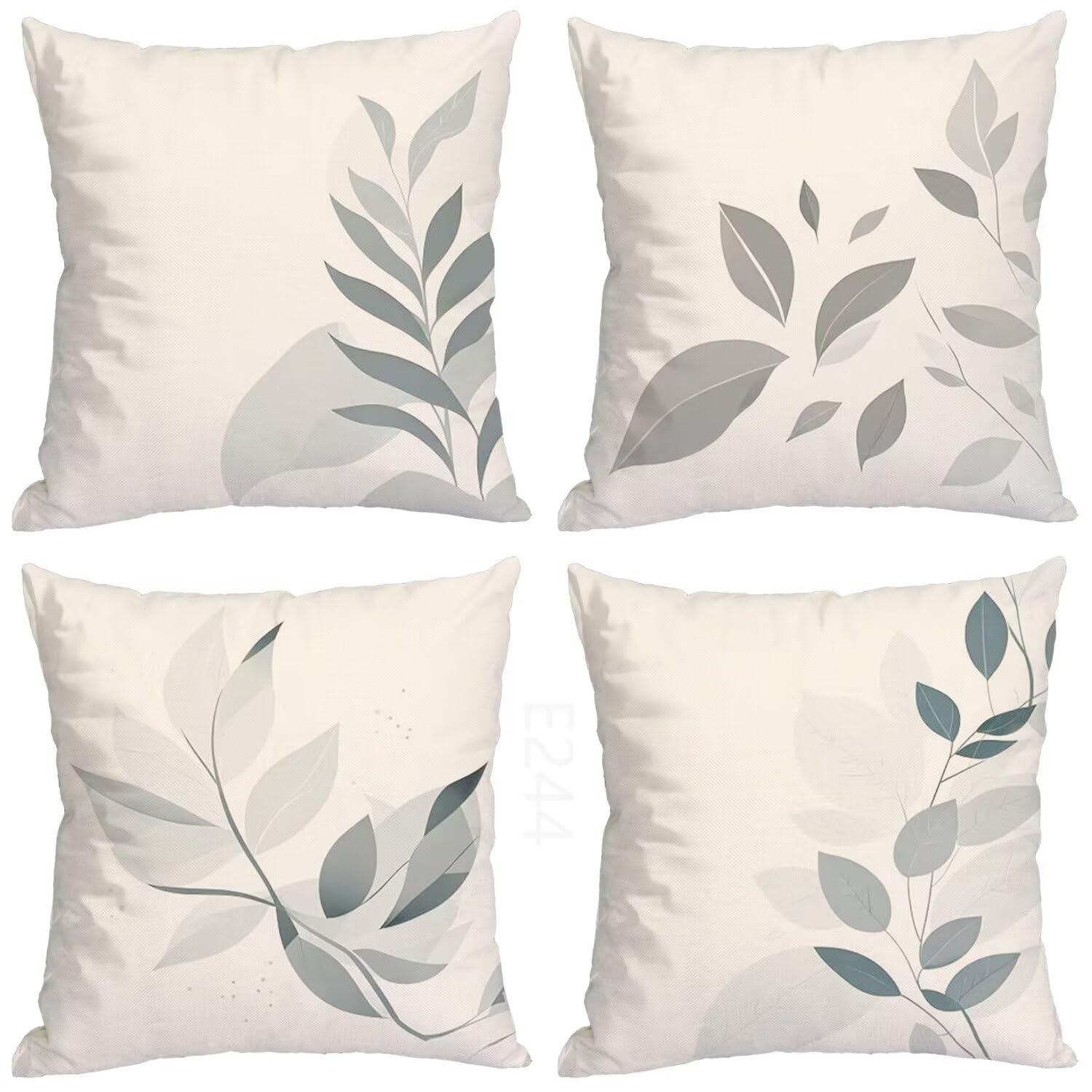 Pianura Federe Cuscini Divano 55x55cm,4 Pack Foglia Estate Esterno Cuscini per Divano,Doppio Lato Quadrato Morbido Cuscini Divano,per Divano Soggiorno Sedia Autunno Dekoration Cuscino,Regali LY-244