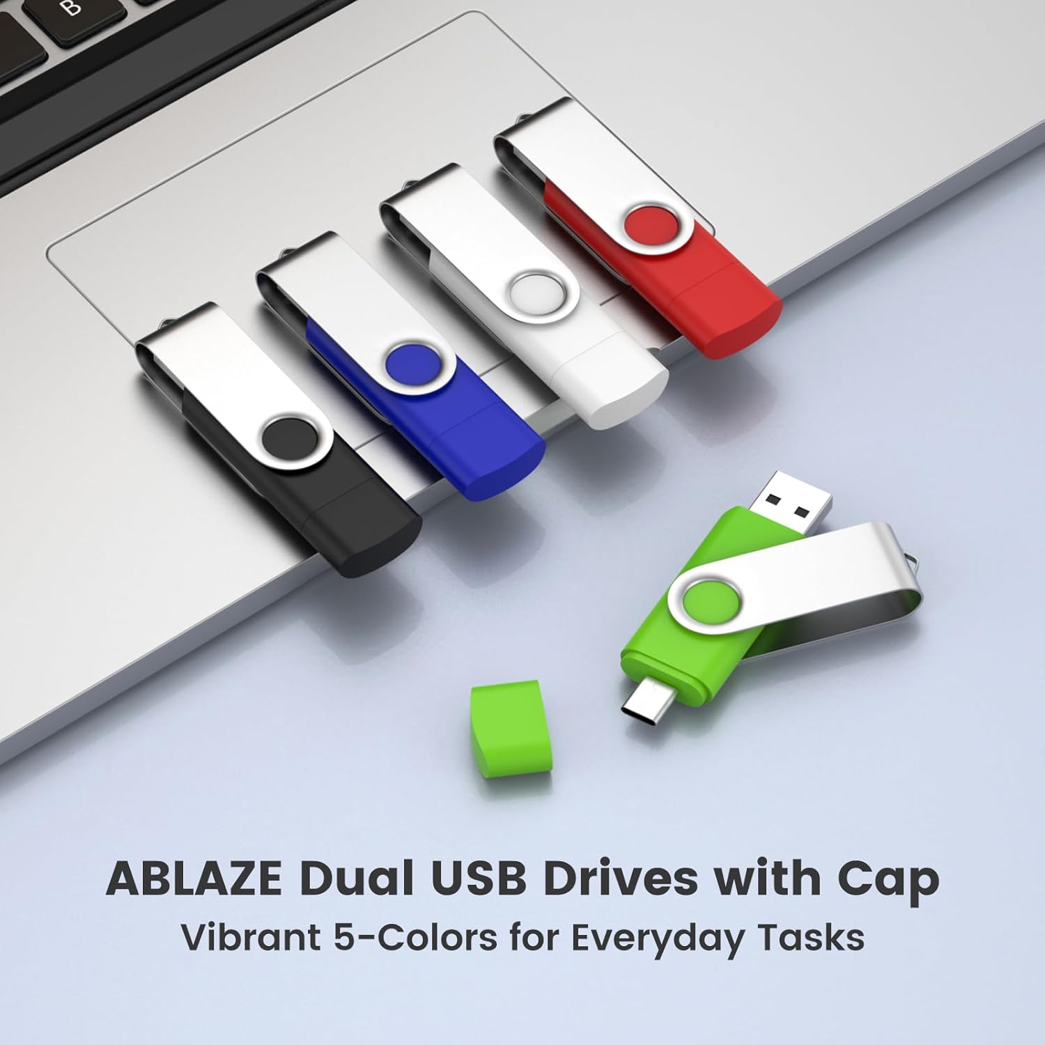 ABLAZE 64GB USB C Flash Drive 10 Pack, OTG USB 2.0 + Type C Memory Stick Dual Type C Thumb Drive Compatible with iPhone 16/15, Android Smartphone, Computers, Tablets, Mac,iPad,PC