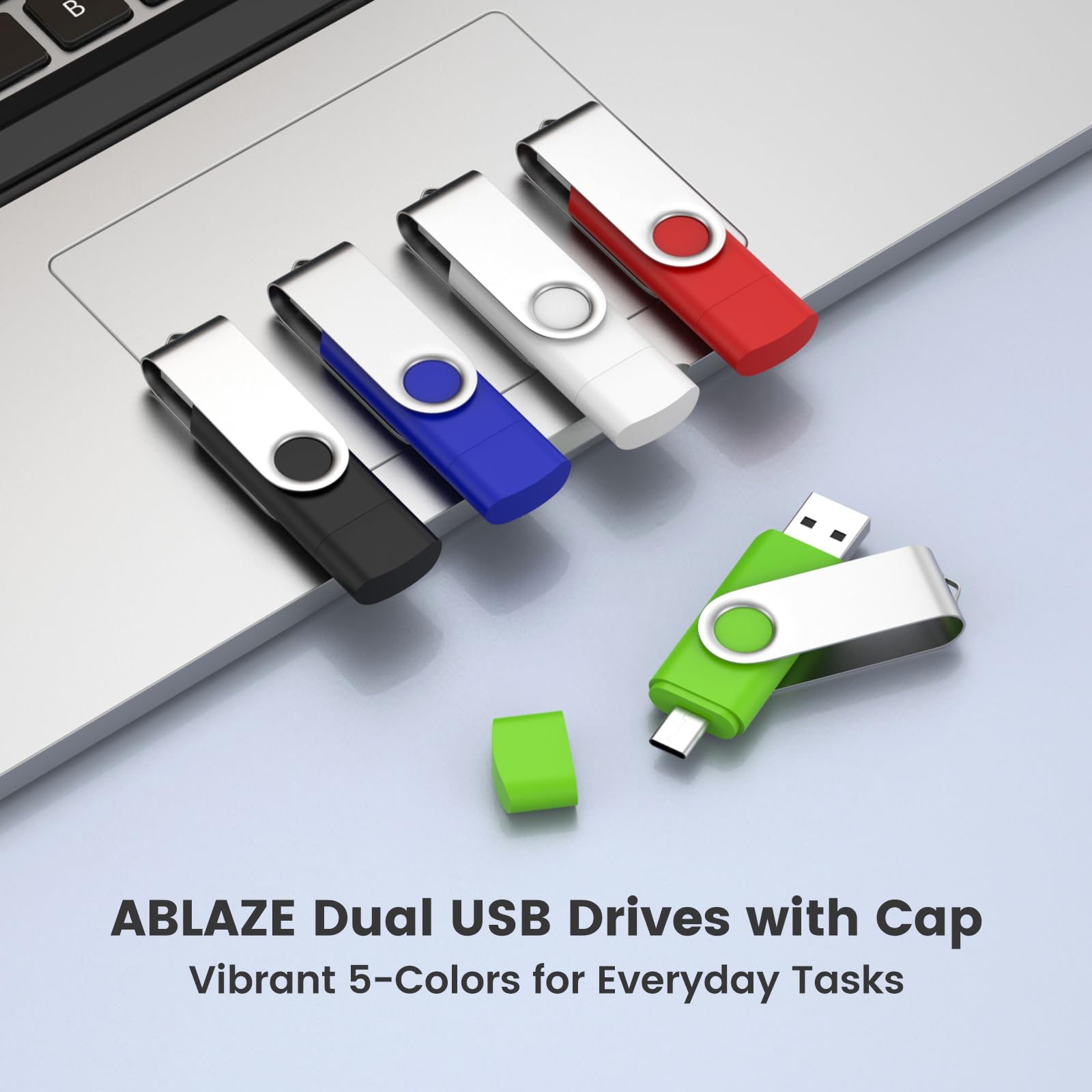 ABLAZE 10 Pezzi Chiavetta USB C 32 GB OTG USB 2.0 Type-C | compatibile con i-/Phone 16/15, smartphone Android, computer, tablet, Mac, iPad e PC