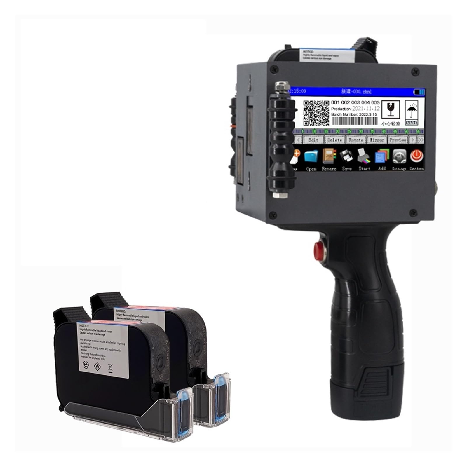 MYUYEE Portable Inkjet Coder, 50.8Mm Large Character Handheld Inkjet Printer, Encoding Qr Code Logo, Fast Drying, Printable On Multiple Materials