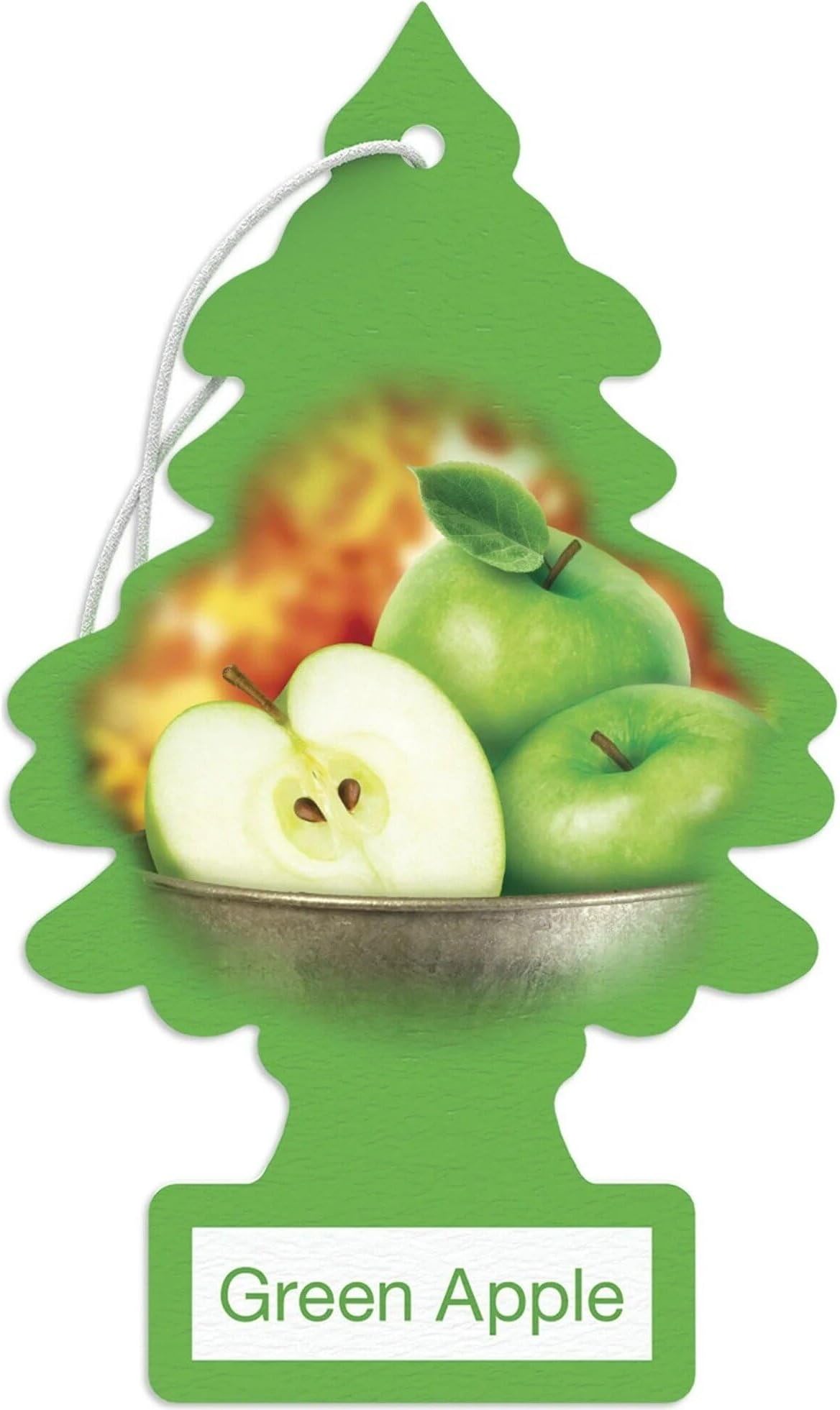 Car Air Freshener | Hanging Paper Tree for Home or Car | Green Apple | 6 Pack