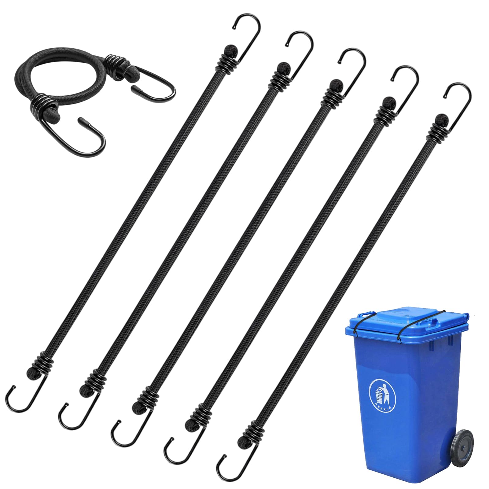 Uoxmiy Black 5Pcs Wheelie Bin Locks, Tough Bin Locks Wheelie Drilling, Wheelies Bin Strap Enhanced Security To Fix Garbage Bins And Prevent Wind Dumping