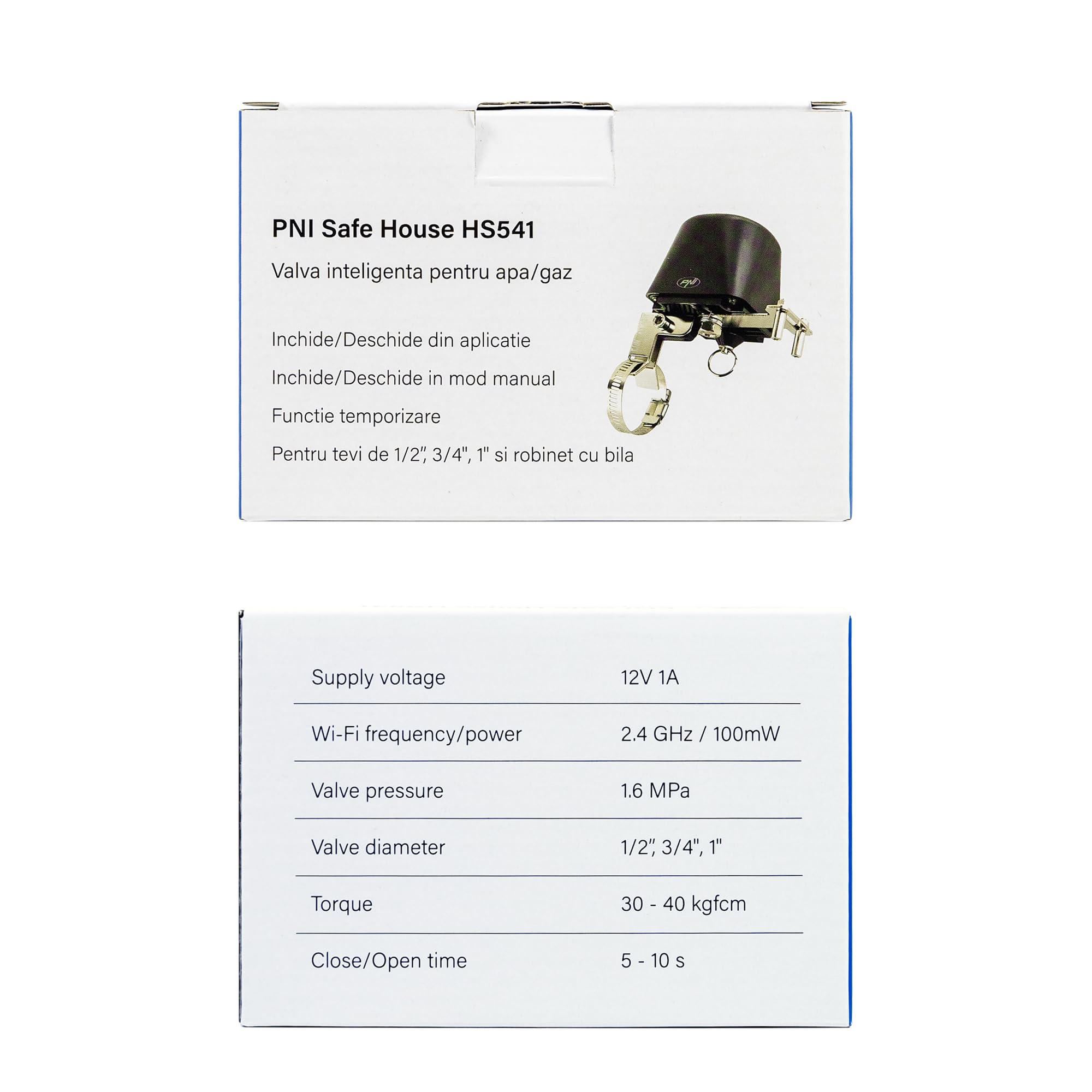 PNI PNI-HS541 Safe House HS541 Vanne intelligente avec Wi-Fi, pour couper l'alimentation des tuyaux d'eau/gaz via Internet, noir