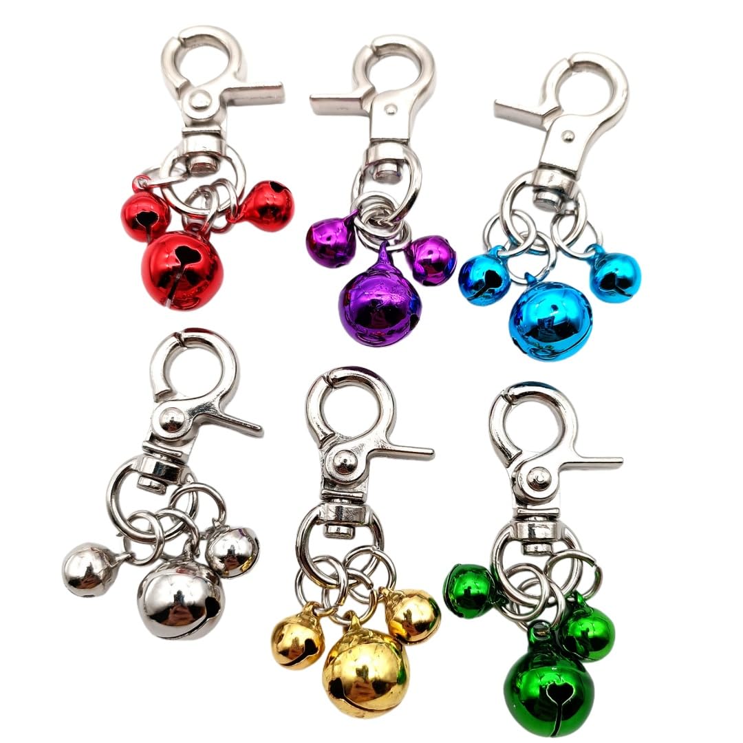 Lot de 6 clochettes pour colliers pour animaux de compagnie, pendentif triple cloche pour chiens, breloques pour décoration de collier, porte-clés d'entraînement pour chiens et chats (colorés)