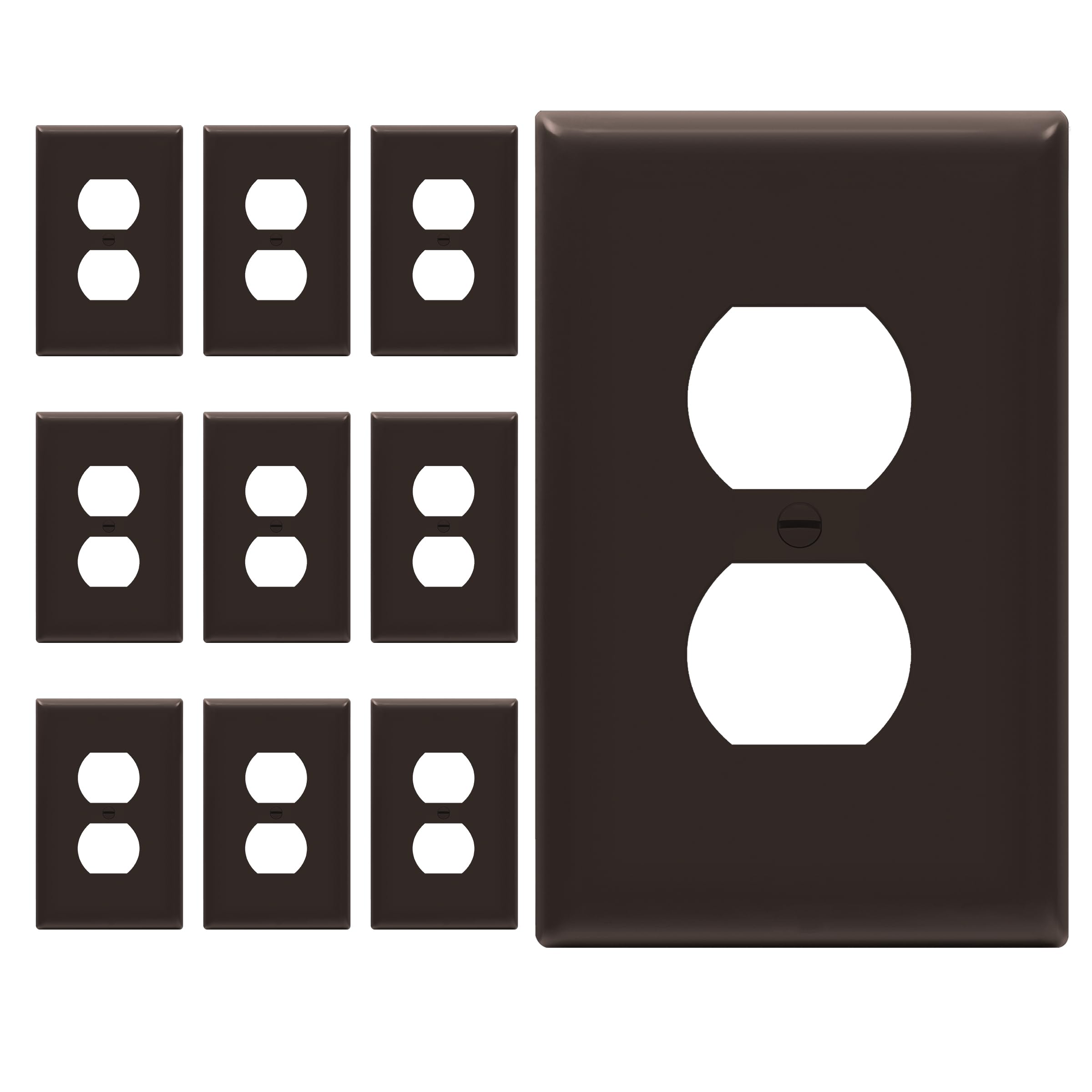 ENERLITES 10 Pack Mid-Size Duplex Outlet Covers Wall Plate, Brown
