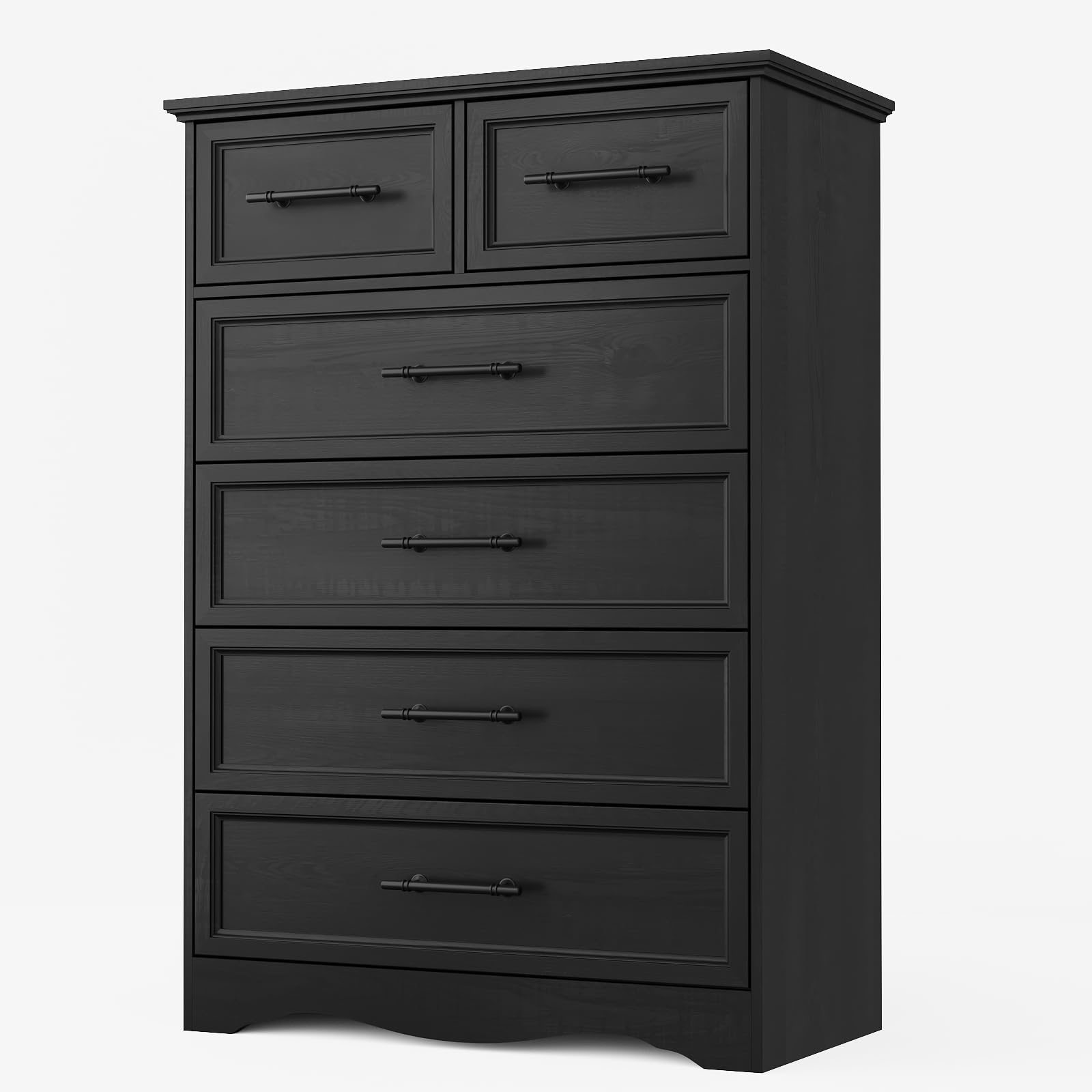 Modern Farmhouse 6-Drawer Dresser - Black