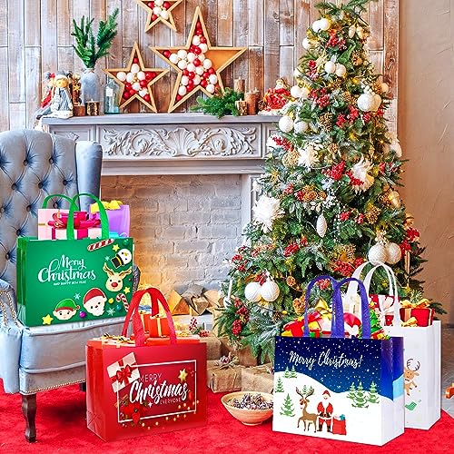 IPQXE 34 Pack Christmas Gift Bags Assorted Sizes- Reusable Tote Bags Non-Woven, Xmas Shopping Bags with Handles, for Christmas Treat Bags, Gifts Wrapping, Xmas Party Supplies 16 Large 18 Small - image 8