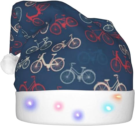 Bonnet De Noël Lumineux Adulte - LED Clignotantes 3 Modes - Long Avec Pompon - Pour Fêtes & événements