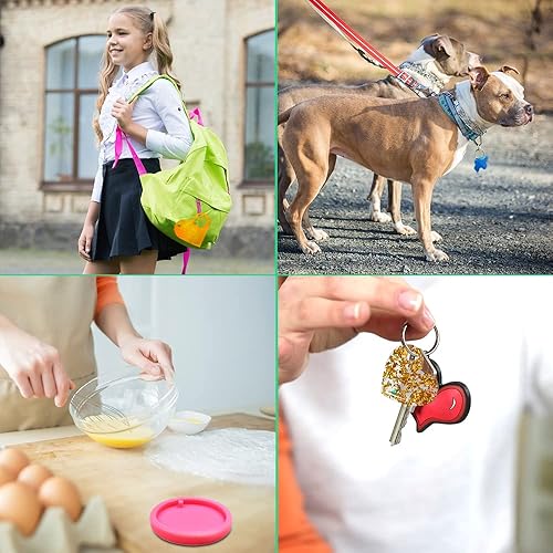 Miniatura 8 de Juego de 16 moldes de resina de silicona, diseño de pata de gato y corazón redondo con 10 llaveros para decoración de llaveros