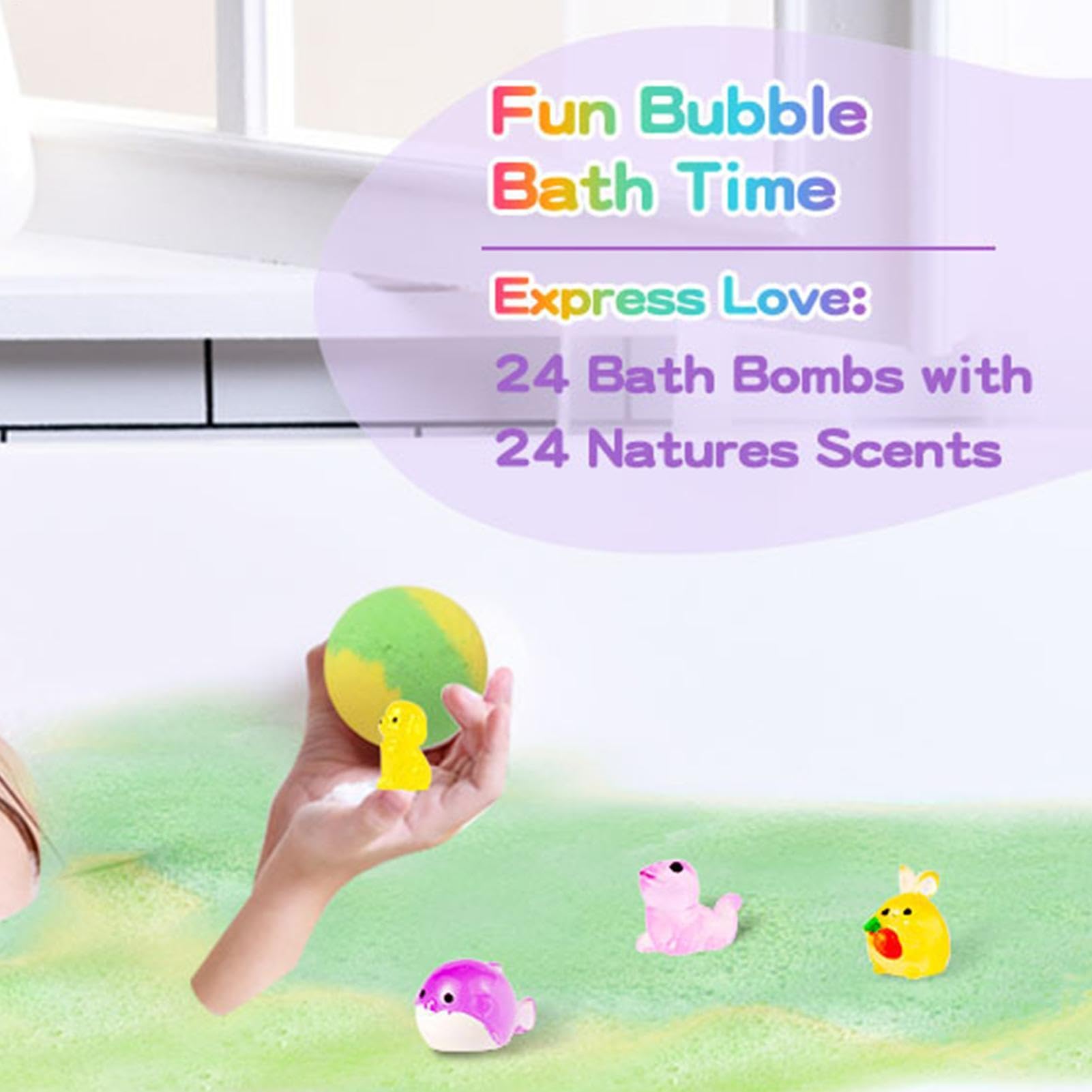 Bolas De Sales Para Baño Gadget Imaginativo Refrescante 24 Piezas | Bolas De Sales Para La Bañera Con Juguetes Para Niños Niñas Preescolares Hogar Viajes Baño Jardín de