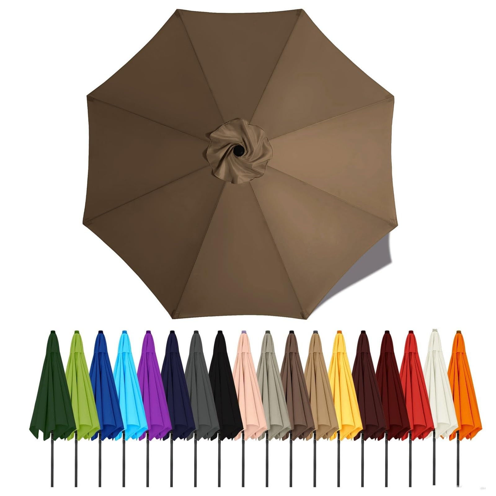 Umbrella Canopy Replacement Outdoor 6/8 Rib 6FT 7FT 8FT 9FT 10 FT 11FT, Market Patio Table Cover For Backyard Garden Courtyard Swimming Pool Lawn, Market Umbrella Top(Light brown,3m - 8Ribs)