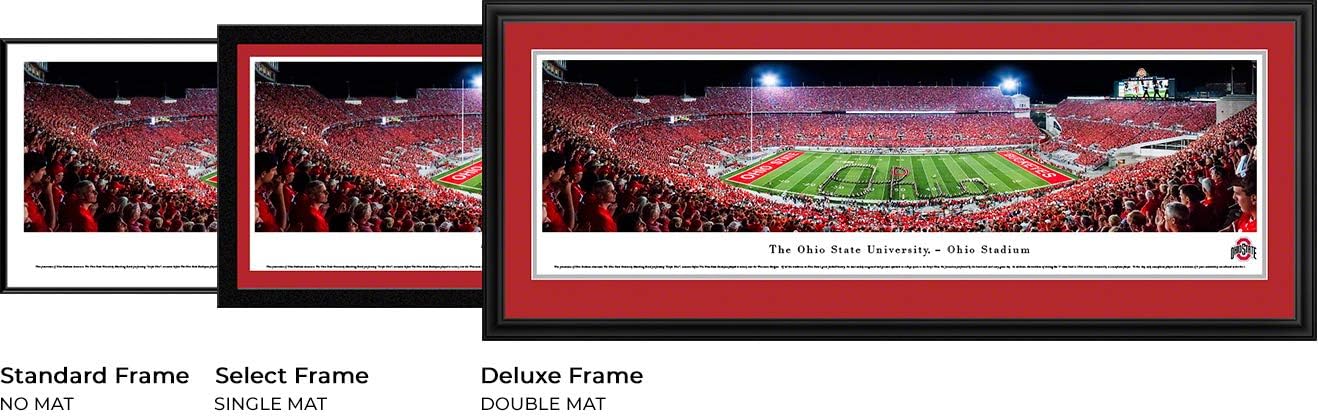 Ohio State Football, Band Script - 40.25x13.75-inch Standard Framed Print by Blakeway Panoramas