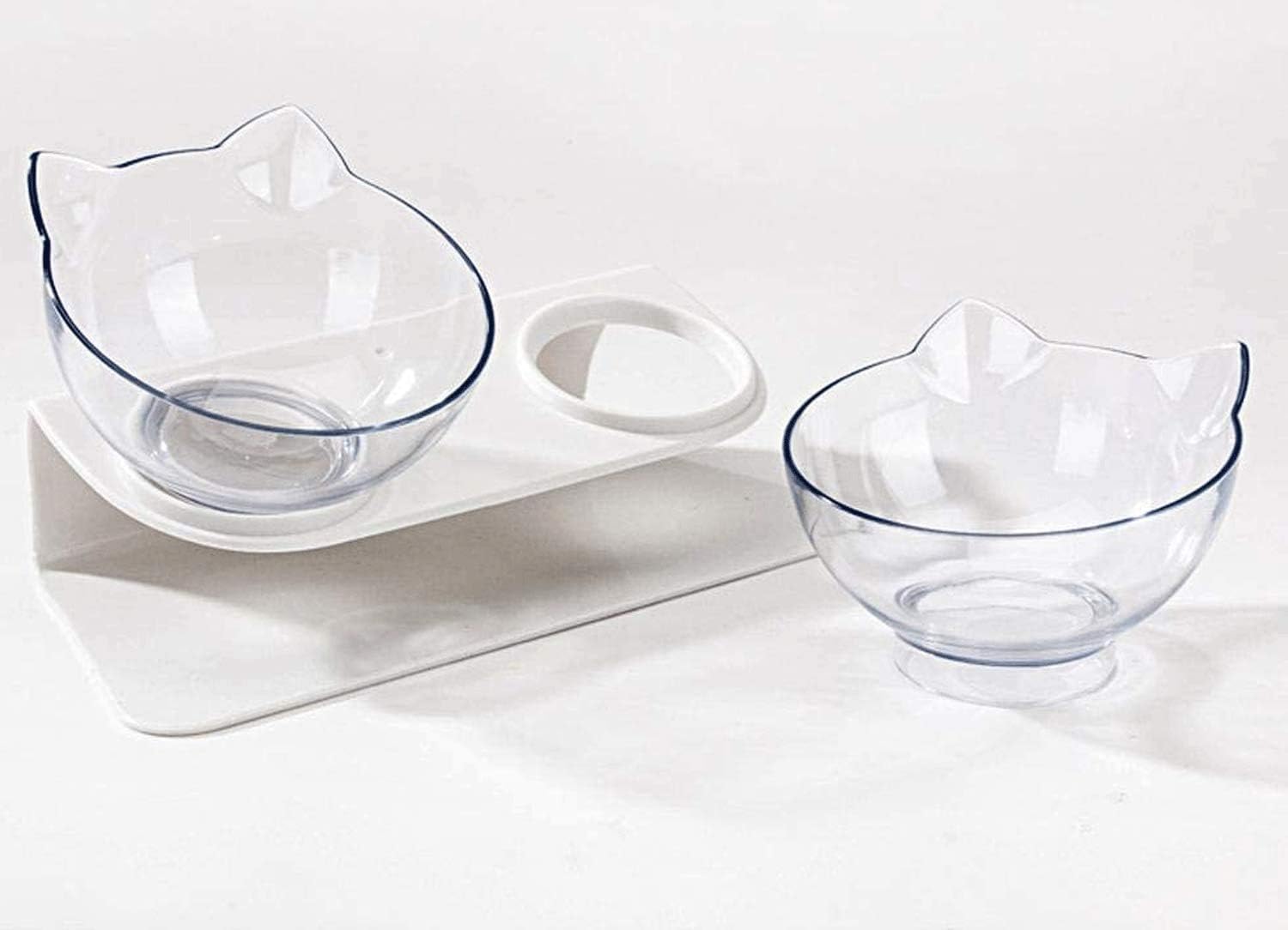 Double Cat Bowl with Raised Stand, Cat Bowl Pet Food Feeder,15° Tilted Anti-Slip Transparent Cat Food and Water Bowl, Protect Pets Cervical Vertebra, Detachable Pet Bowl for Cats and Dogs 4 61jPRLPAflL. AC SL1500