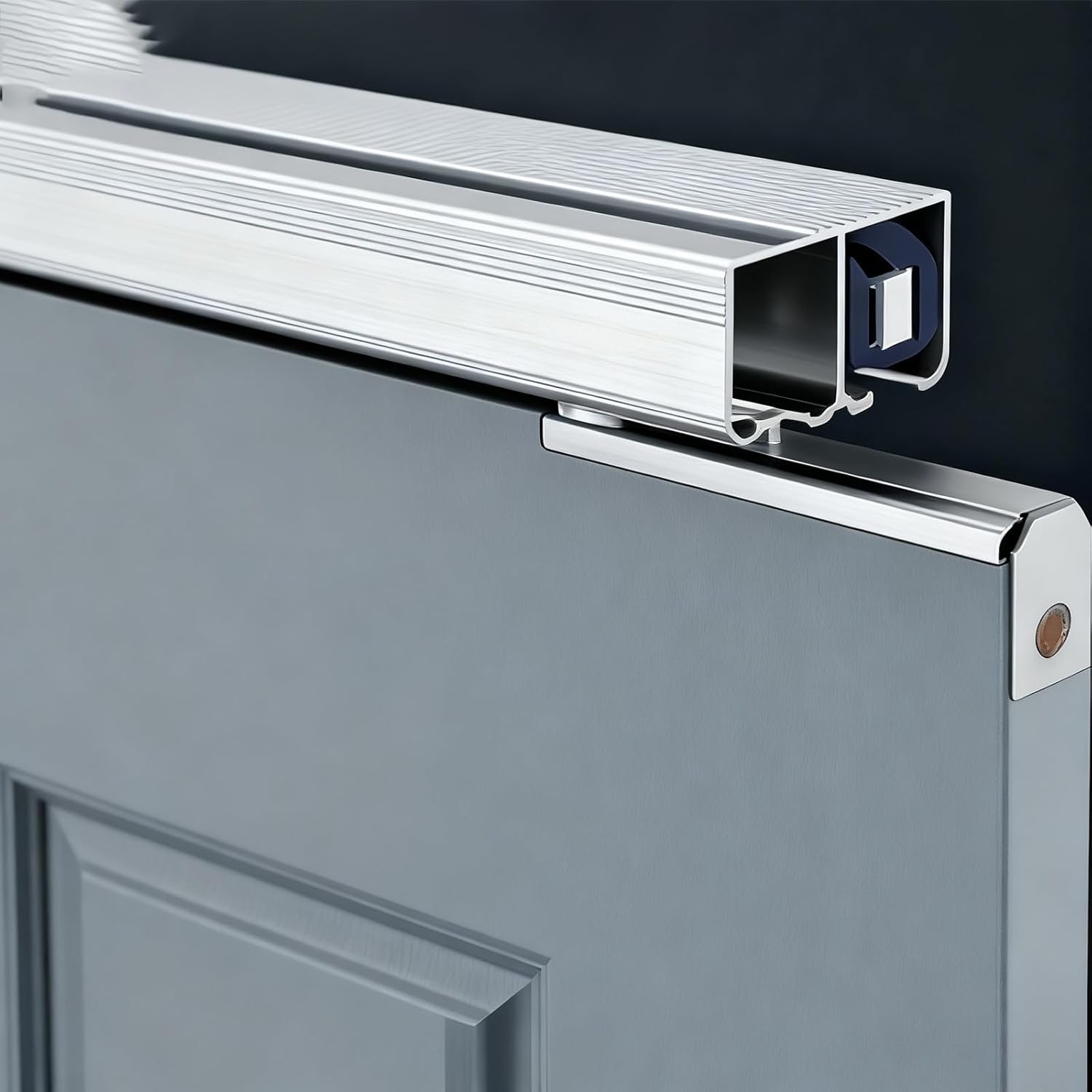 Sliding Door Hardware Heavy Duty Sliding Double Barn Door Hardware Track Kit Exterior, Bypass Bifold Doors Hardwares with Rail, Cuttable & Slide Smoothly Quietly(9.5ft/114in)