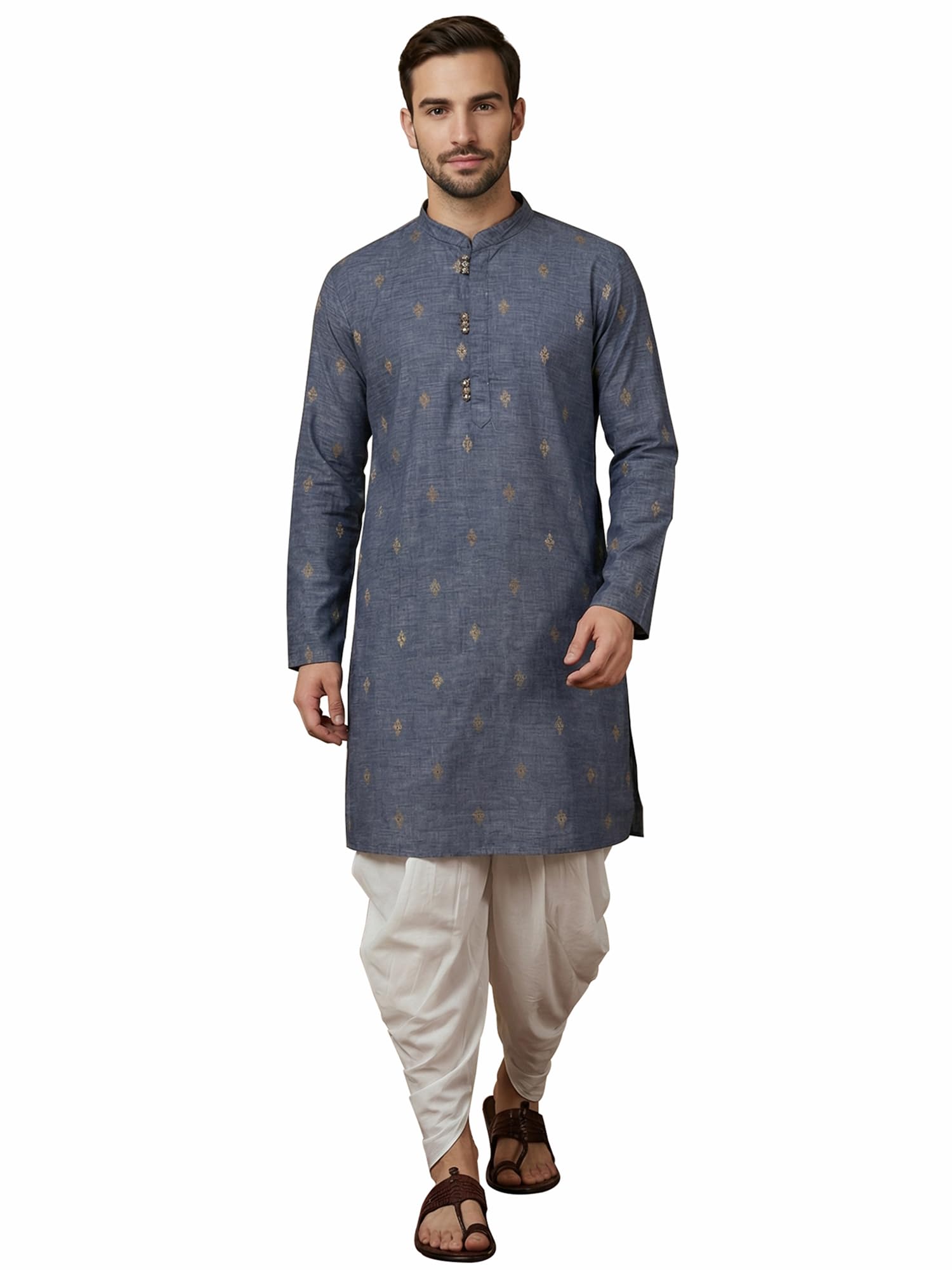 kuons avenue Men’s Lyocell Long Kurta | Tailored Fit with Mandarin Collar | Motifs Pattern | Ethnic Festive Kurta-picture-35