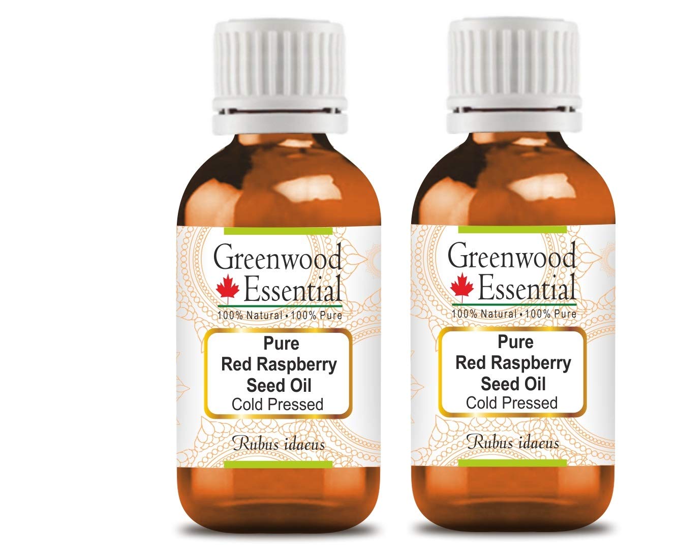Greenwood Essential Pure Red Raspberry Seed Oil (Rubus idaeus) Cold Pressed (Pack of Two) 100ml X 2 (6.76 oz)