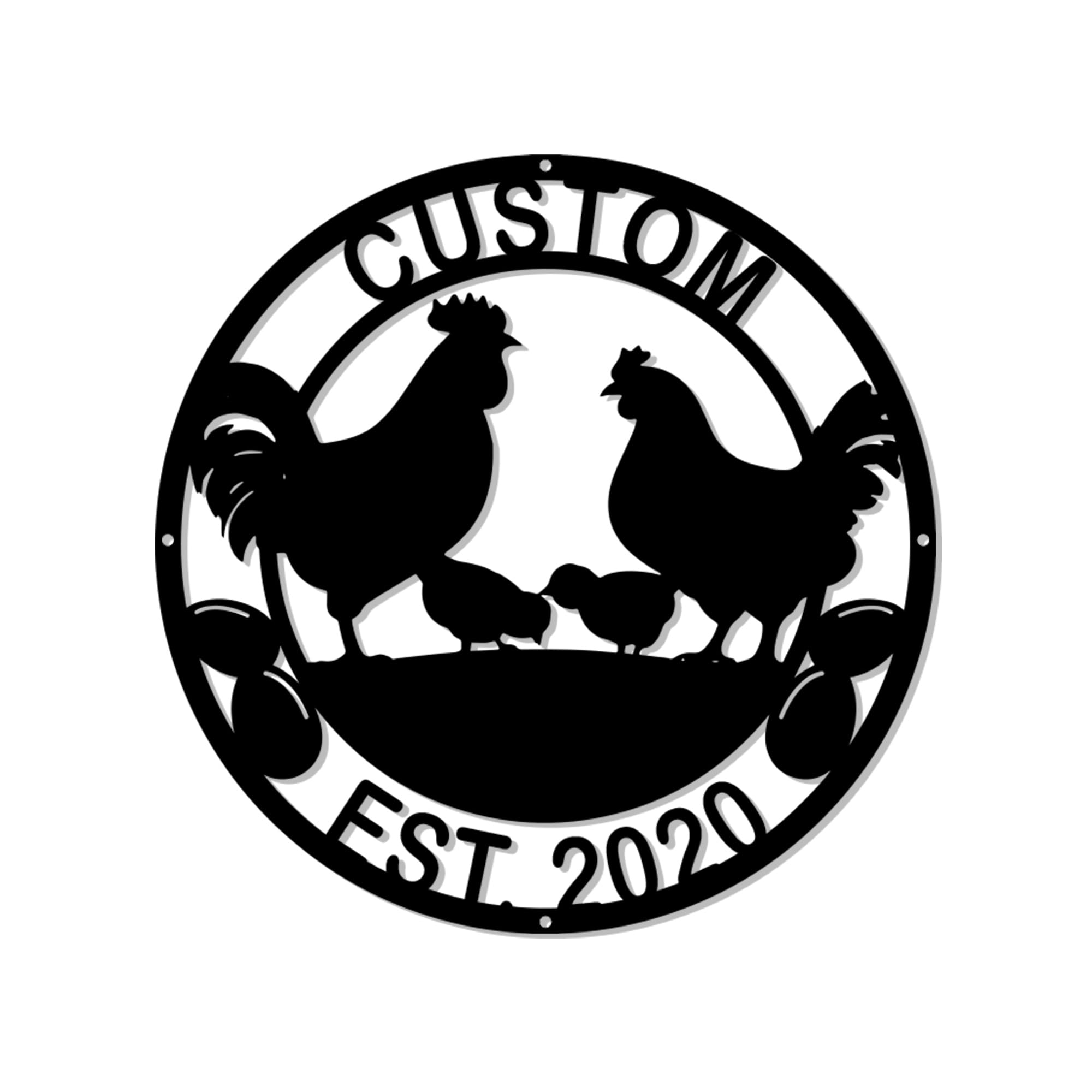 Custom Farm Sign, Personalized Chicken Coop Name Signs, Rooster & Hen Wall Art, Farmhouse Decor, Living/Dining Room Country Style Decoration, Gift for