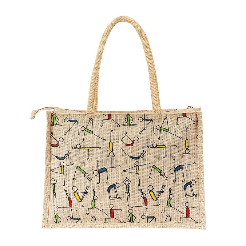 SAINIKS - ACCESS TO QUALITY Jute Yoga Print Bag with top Zipper Big Size 1 Bag (B0BBB1XZZX) Amazon Price History, Amazon Price Tracker