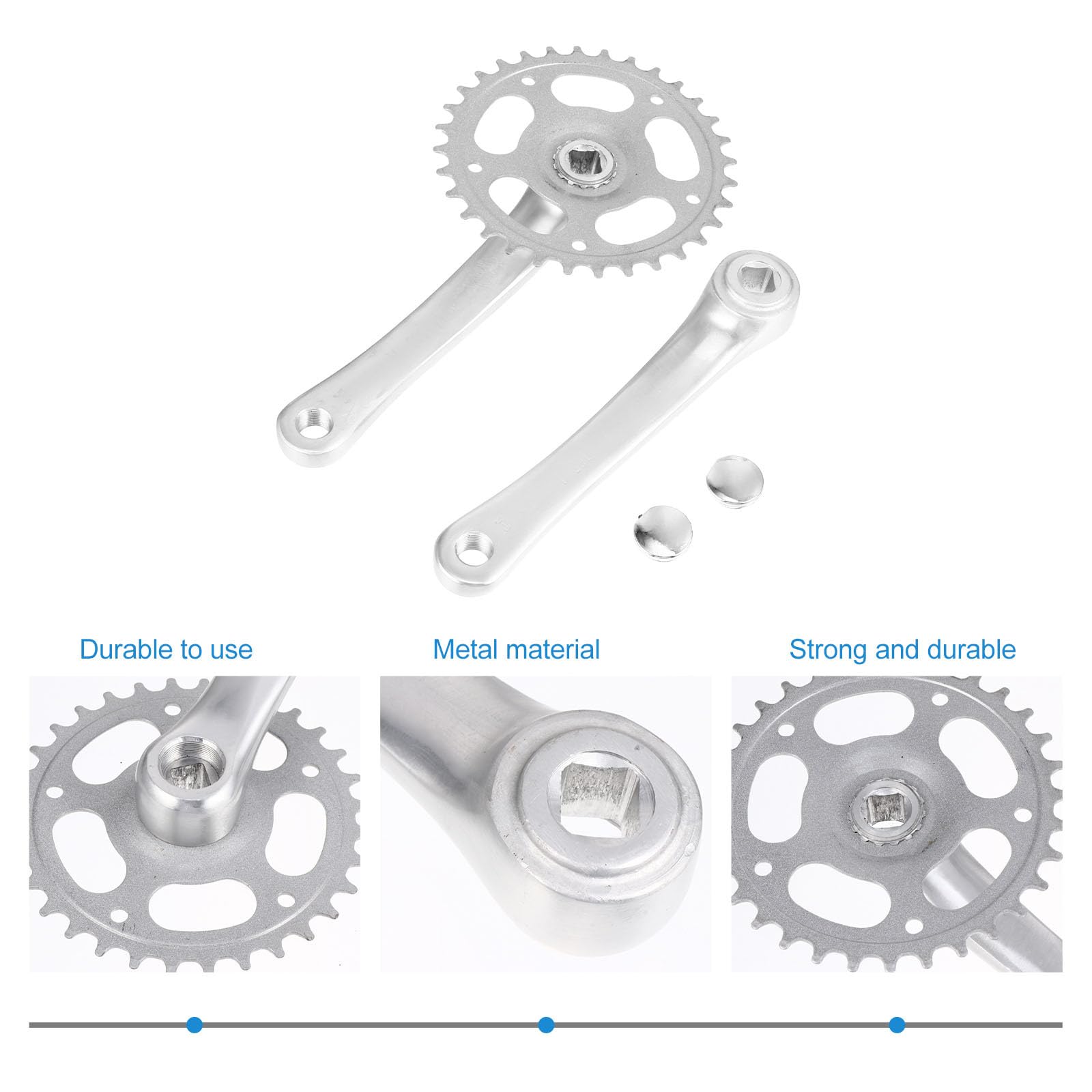 iplusmile Pédalier de VTT Simple Vitesse en Alliage D'aluminium Argenté 32t Manivelle Modérée, Résistant à l'usure, pour Vélo Single Speed et VTT