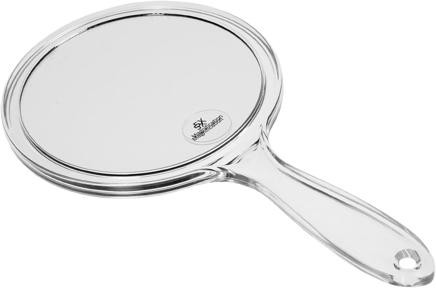 Fantasia Hand-held Mirror with Handle - Double-Sided Normal and 5x Magnification Diameter 15 cm Length 27 cm Acrylic