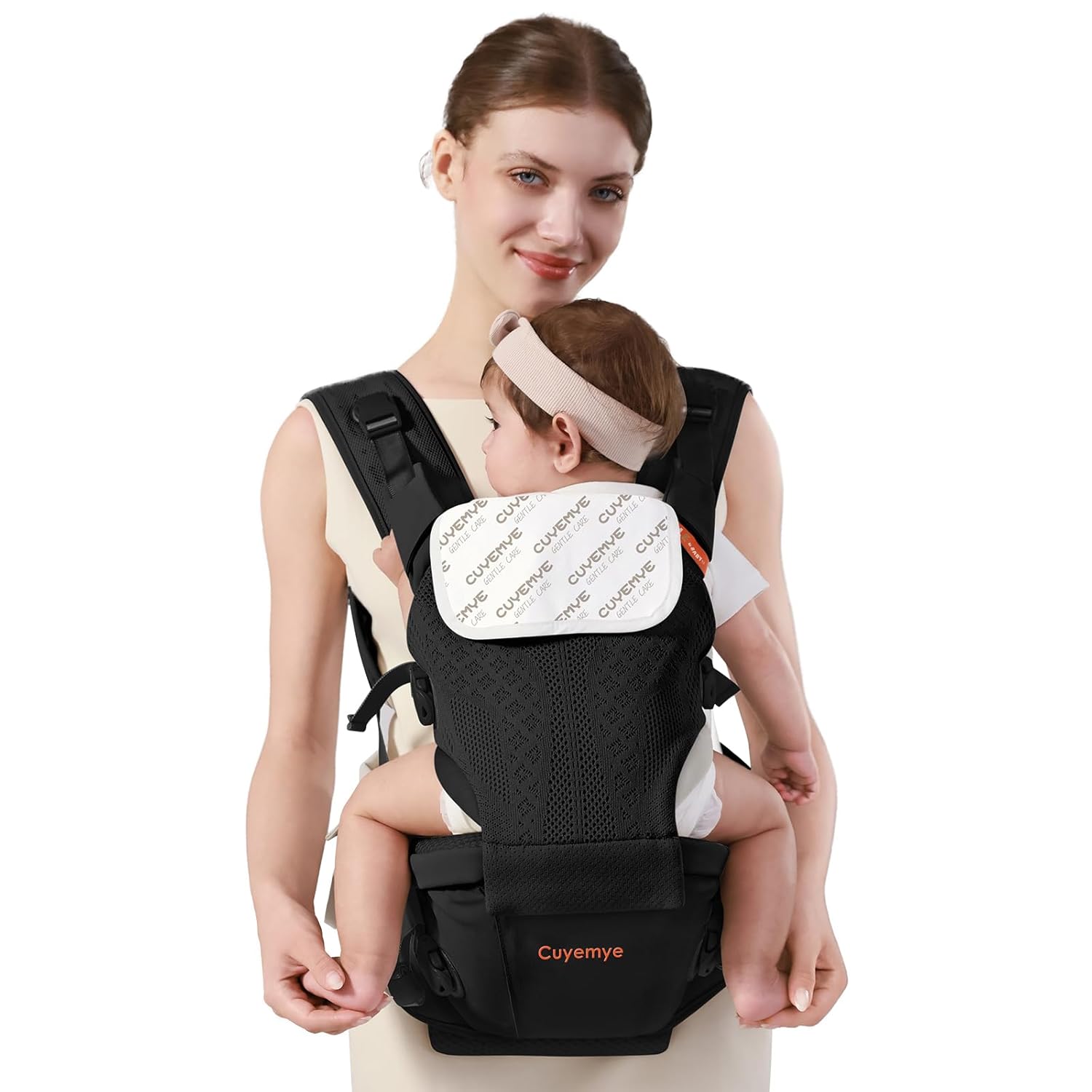 Baby Carrier with Hip Seat, 2-in-1 Forward-Facing Carry for Newborn to Toddler，Knob Design - Precision Adjustment，All Seasons Holder Infant Carriers Fits Waist Sizes up to 45 Inches (Black)