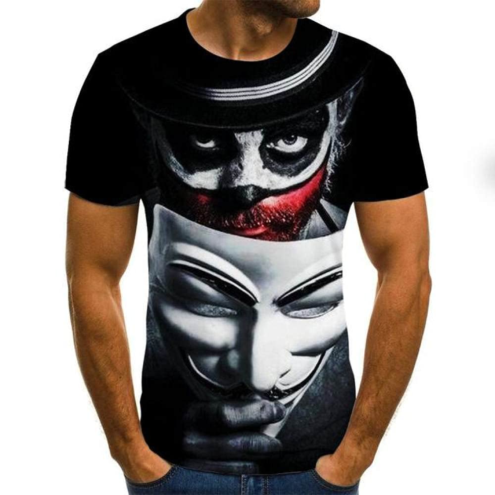 Maglietta T-Shirt da Uomo con t-Shirt da Uomo Pagliaccio Stampa 3D Vestiti Cool Camicia a Maniche Corte per Tutti i fiammiferi