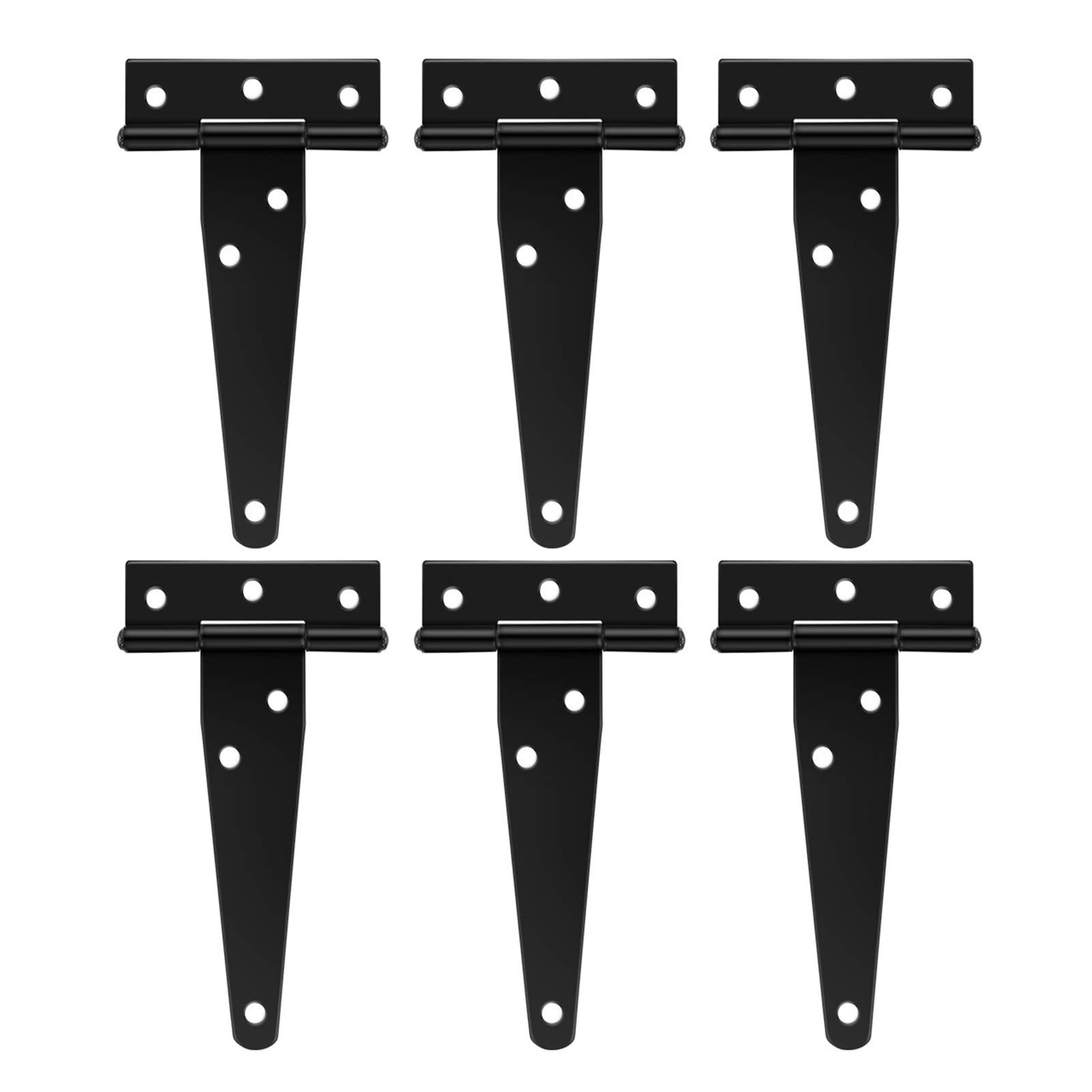 6pcs T Hinges, Heavy-Duty Hinges, T Hinges, Thick Black Hinges, Gates, for Windows, Fences and Barn Doors, Garden Door Accessories