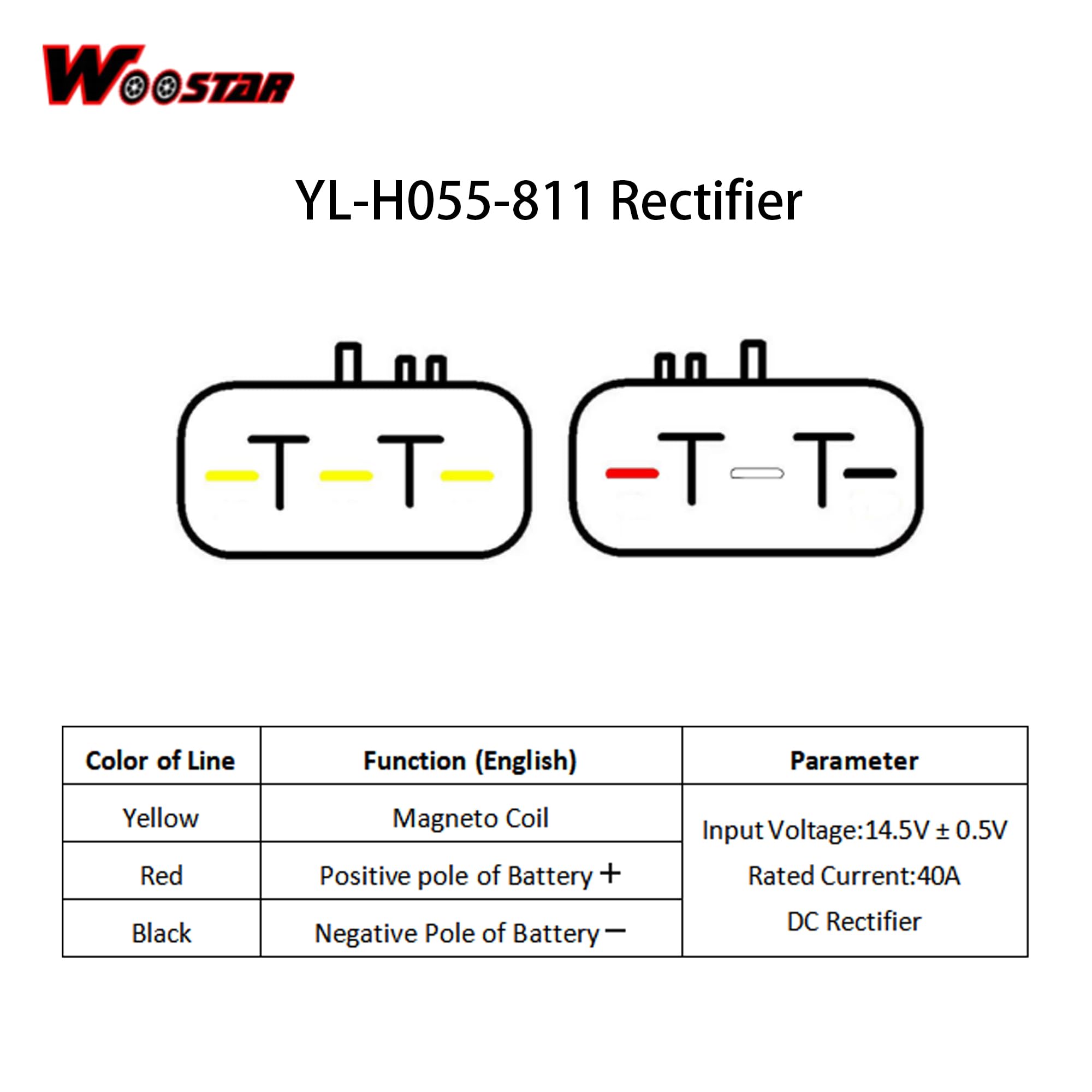 WOOSTAR 5 Pin Regolatore di Tensione Cablaggi 1500mm Sostituzione per Polaris RZR 4 900 1000 570 Sportsman 325 570 850 ATV Quad UTV (Genere B)