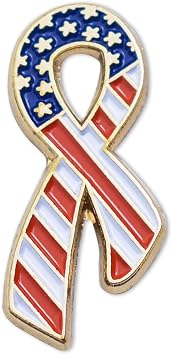 Apex Imports American US Flag Ribbon Enamel Lapel Pin 1"