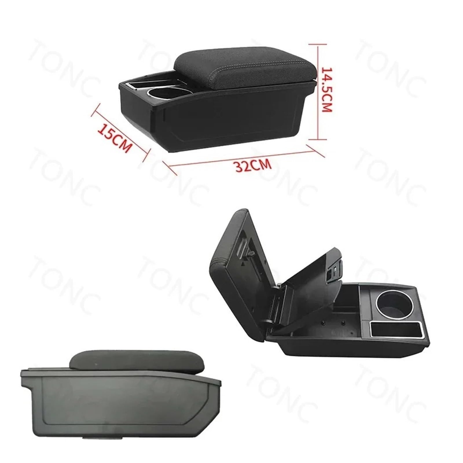 Couverture d'accoudoir de voiture Accoudoir Central Intérieur Sans USB, Pour Peugeot 207, 207CC | C1 black line