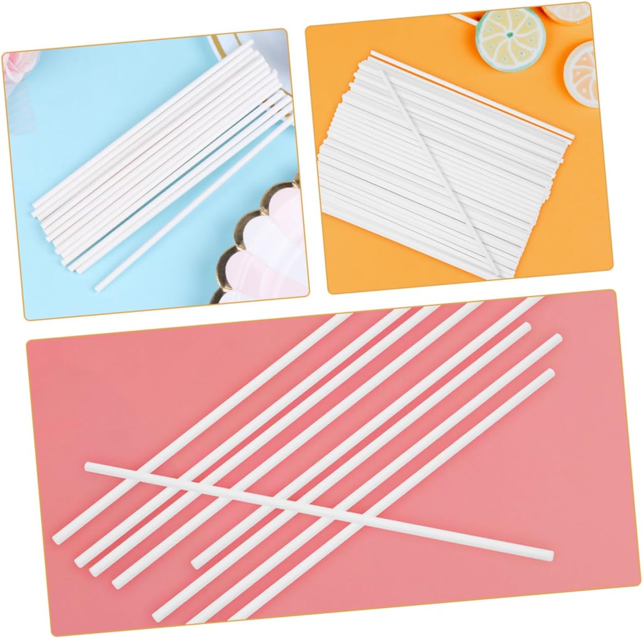 PRETYZOOM 300pcs Lollipop Sticks Paper Treat Sticks for Cake Candy Decorations and Desserts for Baking and Boys and Girls Projects