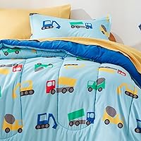 Vista 9 de SLEEP ZONE Juego de edredón de 5 piezas para niños, tamaño individual, súper lindo y suave, ropa de cama para niños en una bolsa, juego de 5 piezas