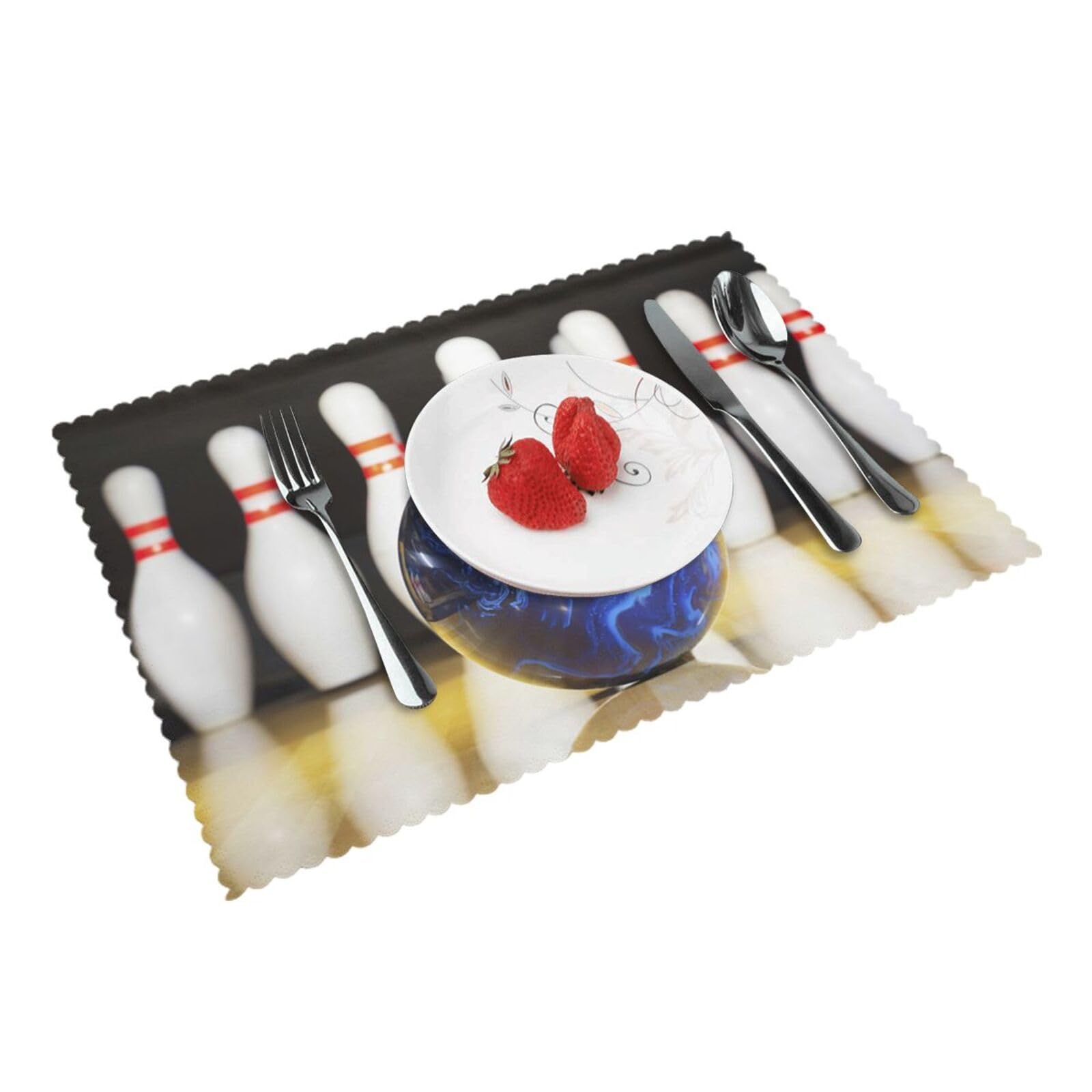 Bnvsadc Bowling 4 Pcs Heat Resistant Placemat 45X30 Cm, Printed Non-Slip Place Mats For Kitchen Dining Table Indoor Outdoor