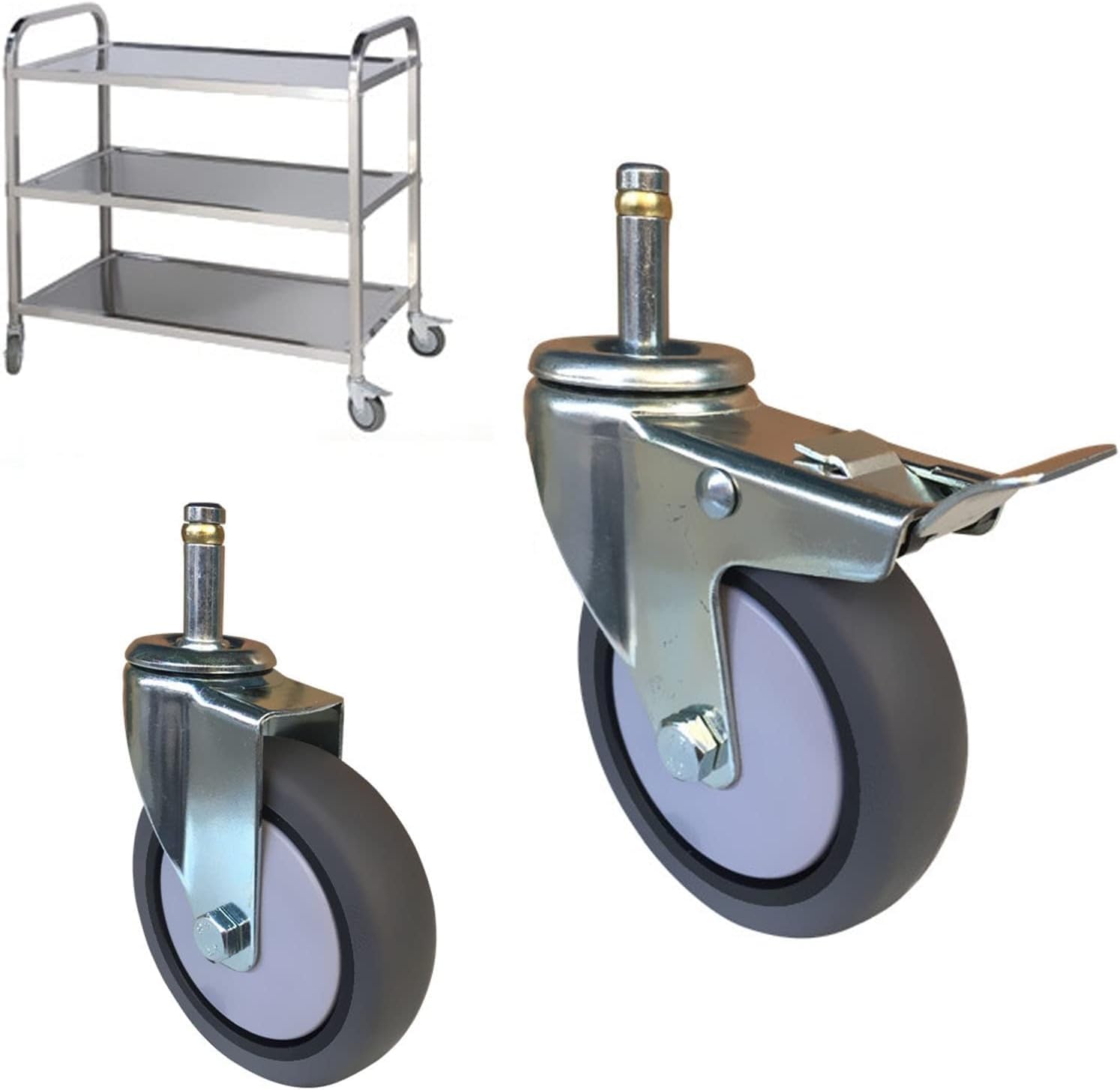 100mm Do dużych obciążeń koła skrętne - 4pcs Guma Tuleja Meble Kraska do Kuchnia, Hotel Wózki & Stół warsztatowy - 280kg nośność(Uniwersalny,11x50mm)