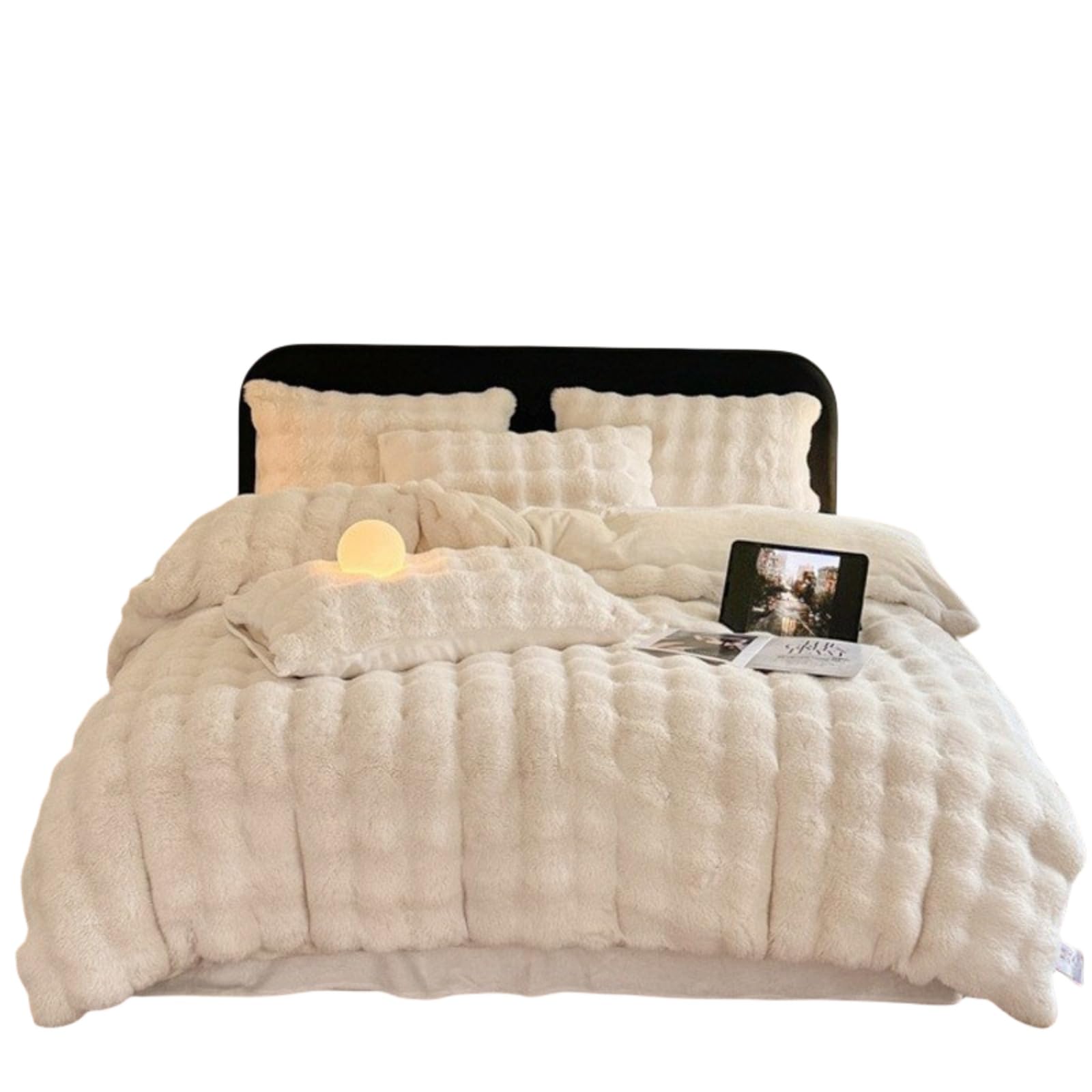 Haiyunhome Fluffy Blanket, Single Duvet Cover, Sheets, Pillowcases, 4-piece Set, For Winter, Thick, Fluffy Blanket, Warm, Fluffy, Soft, Touch, Warm, Extreme Temperature, Anti-Static, Washable
