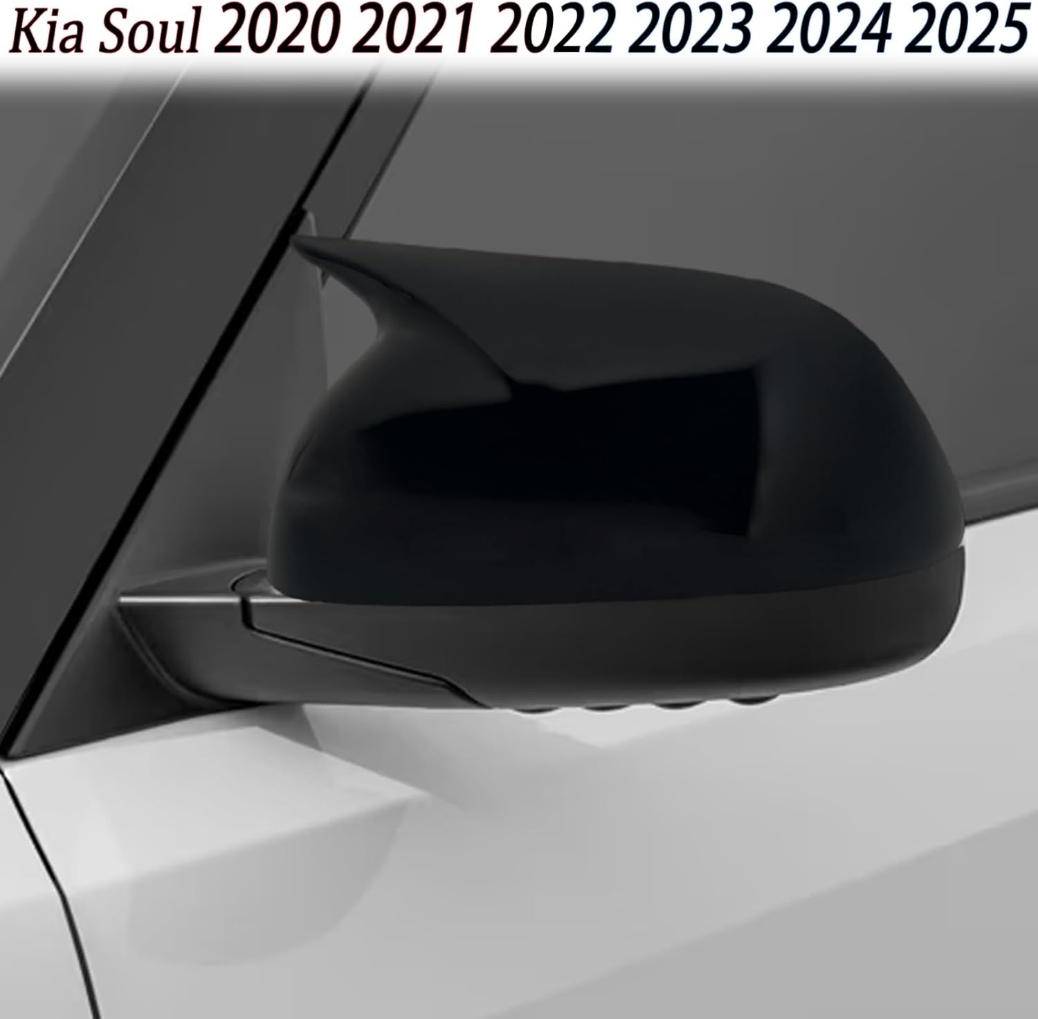 Side Mirror Cover, for Kia Soul 2020 2021 2022 2023 2024 2025, Bright Black Side Rear Mirror Covers Body Kit Accessories for Cars（Without Turn Signal Cutout）