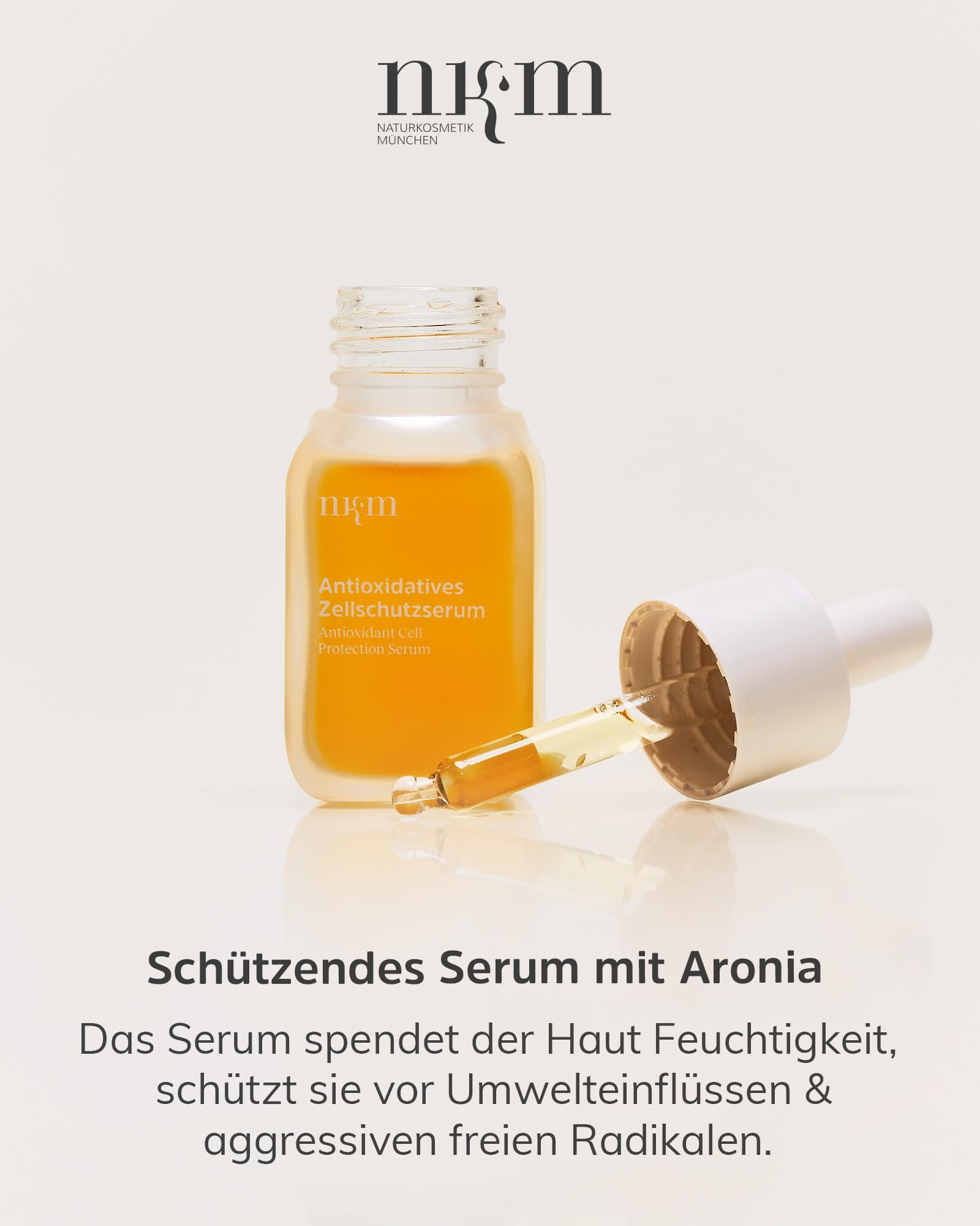 nkm Naturkosmetik München Antioxidatives Zellschutzserum - 30 ml - Gesichtsserum mit Vitamin C-Derivat - Schützend - Vegan - Für alle Hauttypen - Dermatologisch Getestet