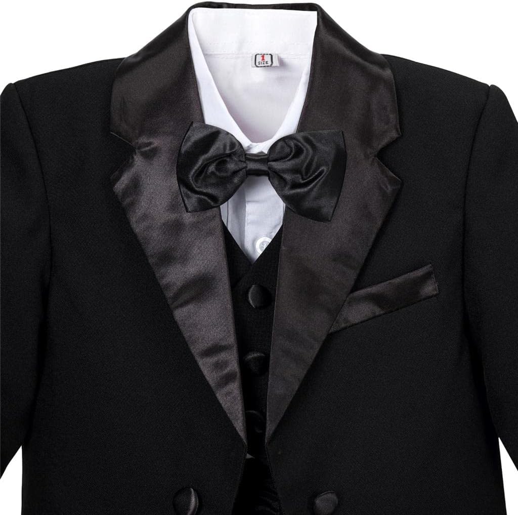 Dressy Daisy Baby Toddler Boys Tuxedo Suit Formal Wear Outfit Set Size 12-24 Months & 2T to 4T, Black Ivory White - Image 5