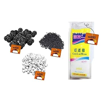 TAIYO PLUSS DISCOVERY? Aquarium External Canister Filter, 500G Ceramic Rings, 500G Activated Carbon Charcoal Pellets, 25Pcs Biological Balls (36mm) include sponge for fast bacterial developments, Biochemical Cotton Filter Sponge For Fish Tank Filtration Biomedia Set