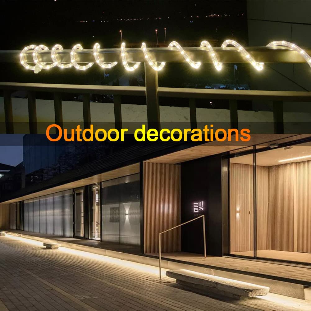 FOEERS 10M 360 LED 110V Rope Lights 33ft Outdoor Wedding Christmas Holiday Decoration Lights (Warm White)