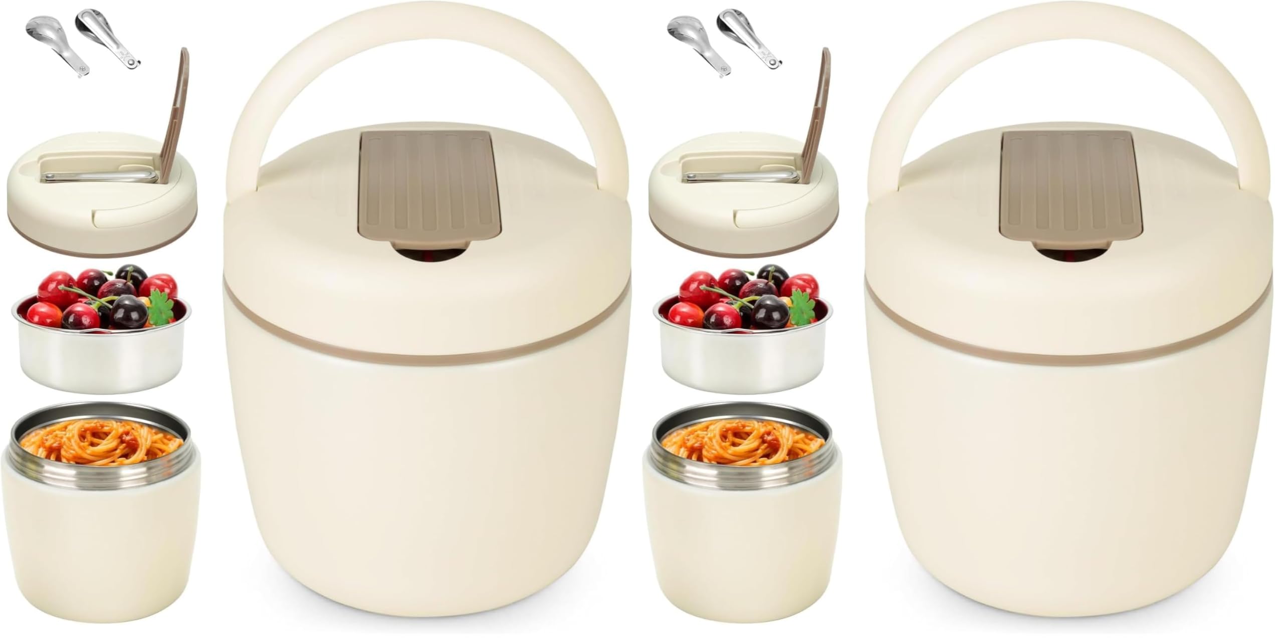OTraki Thermobehälter Essen 1200ml, Lunchbox Thermo mit Löffel, Wärmebehälter für Speisen Kinder, Edelstahl 304, Absolut Dicht, Hält Warm, BPA-Frei, für Unterwegs und Outdoor (Packung mit 2)
