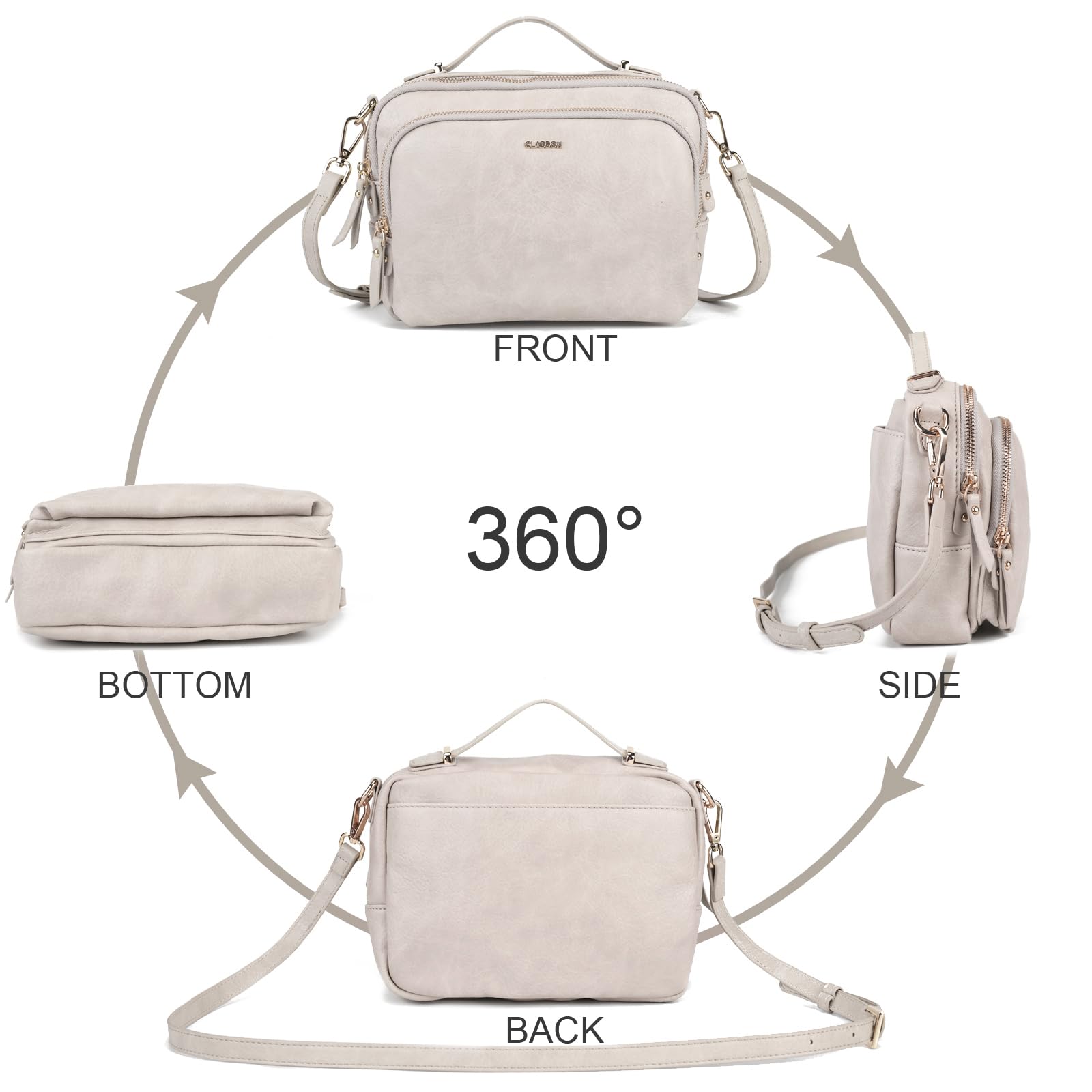 Gladdon Piccola Borsa a Tracolla Donna, Crossbody Bag con 3 Scomparti Capienti, Borsa Mano PU Pelle Sintetica, Borsetta Moda Borse Spalla con Tracolla Regolabile e Rimovibile…Nude