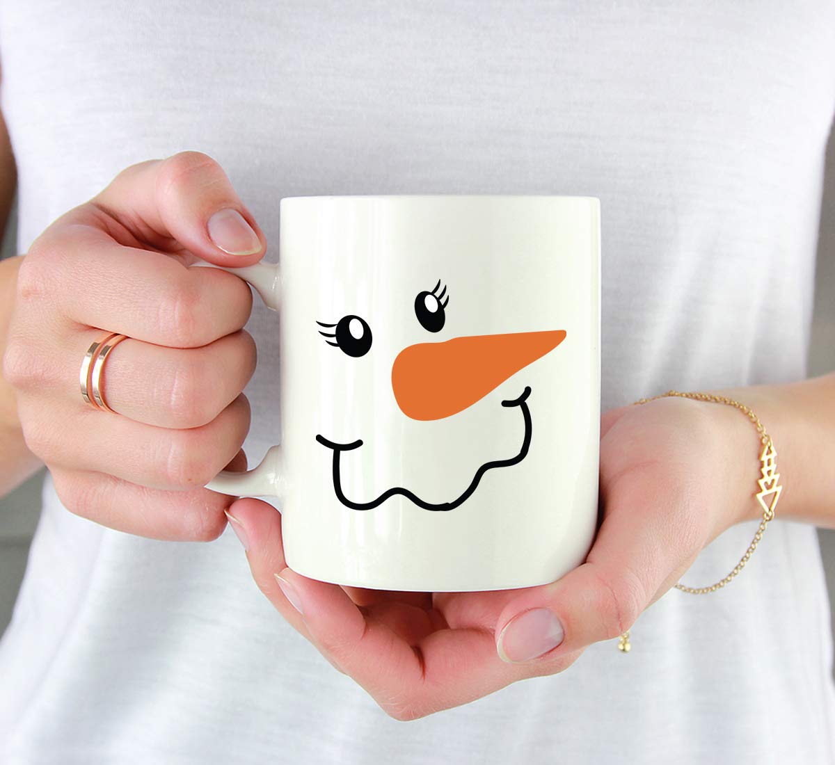 Personalized Kids Christmas Hot Chocolate Mug - 11oz, Frosty Snow Woman Design - View #6